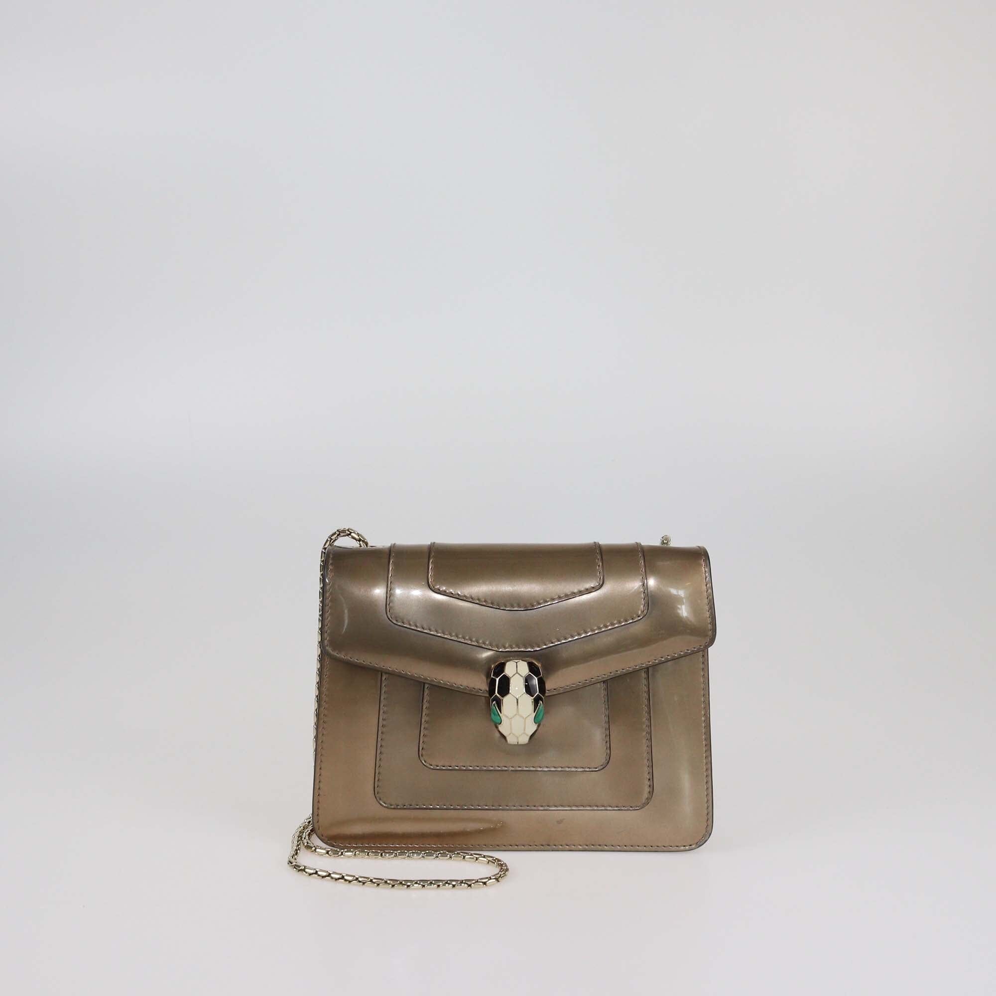 Bvlgari Bronze Patent Serpenti Forever Crossbody Bag Womens Bvlgari