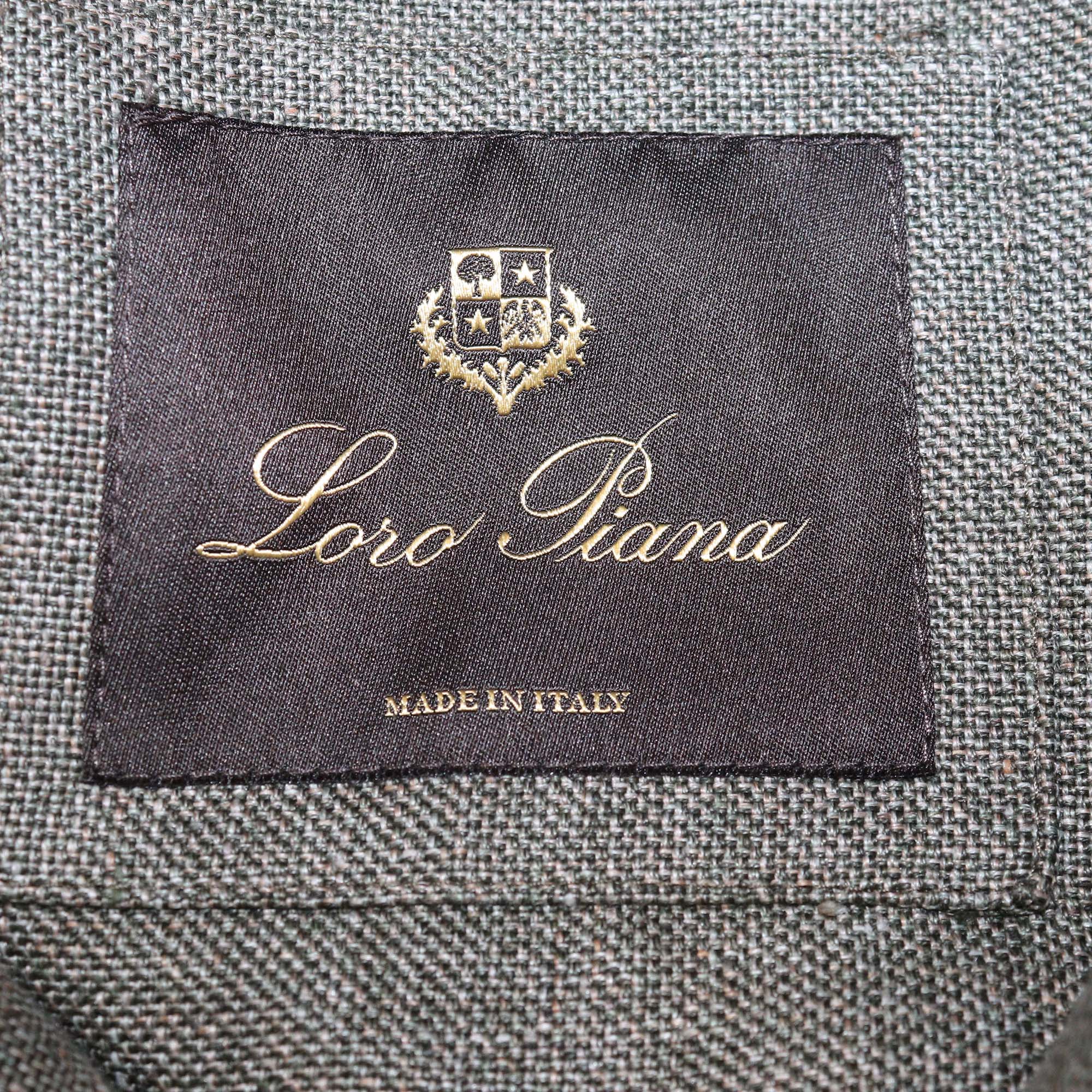 Loro Piana Light Green Linen Rain System Bomber Jacket