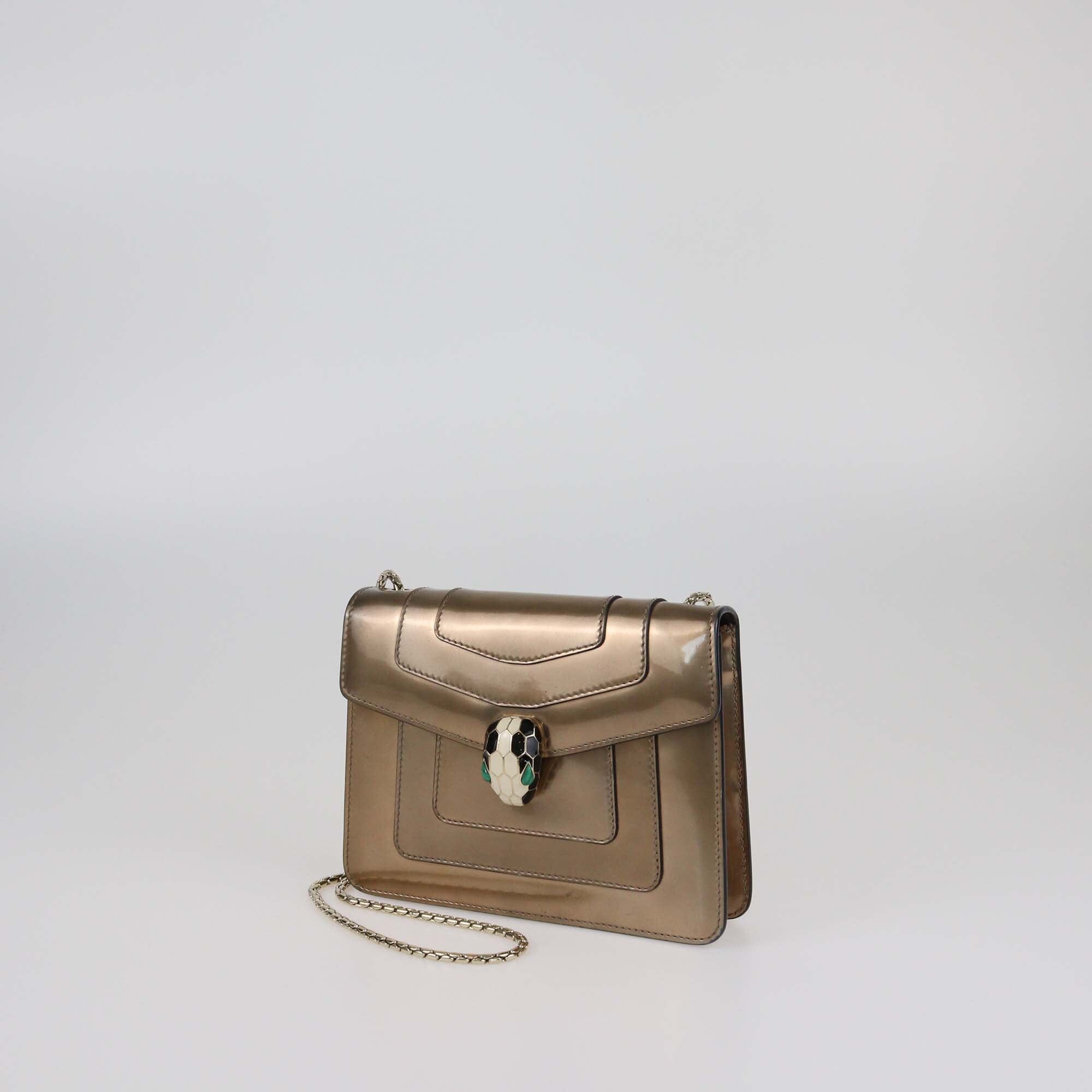 Bvlgari Bronze Patent Serpenti Forever Crossbody Bag Womens Bvlgari