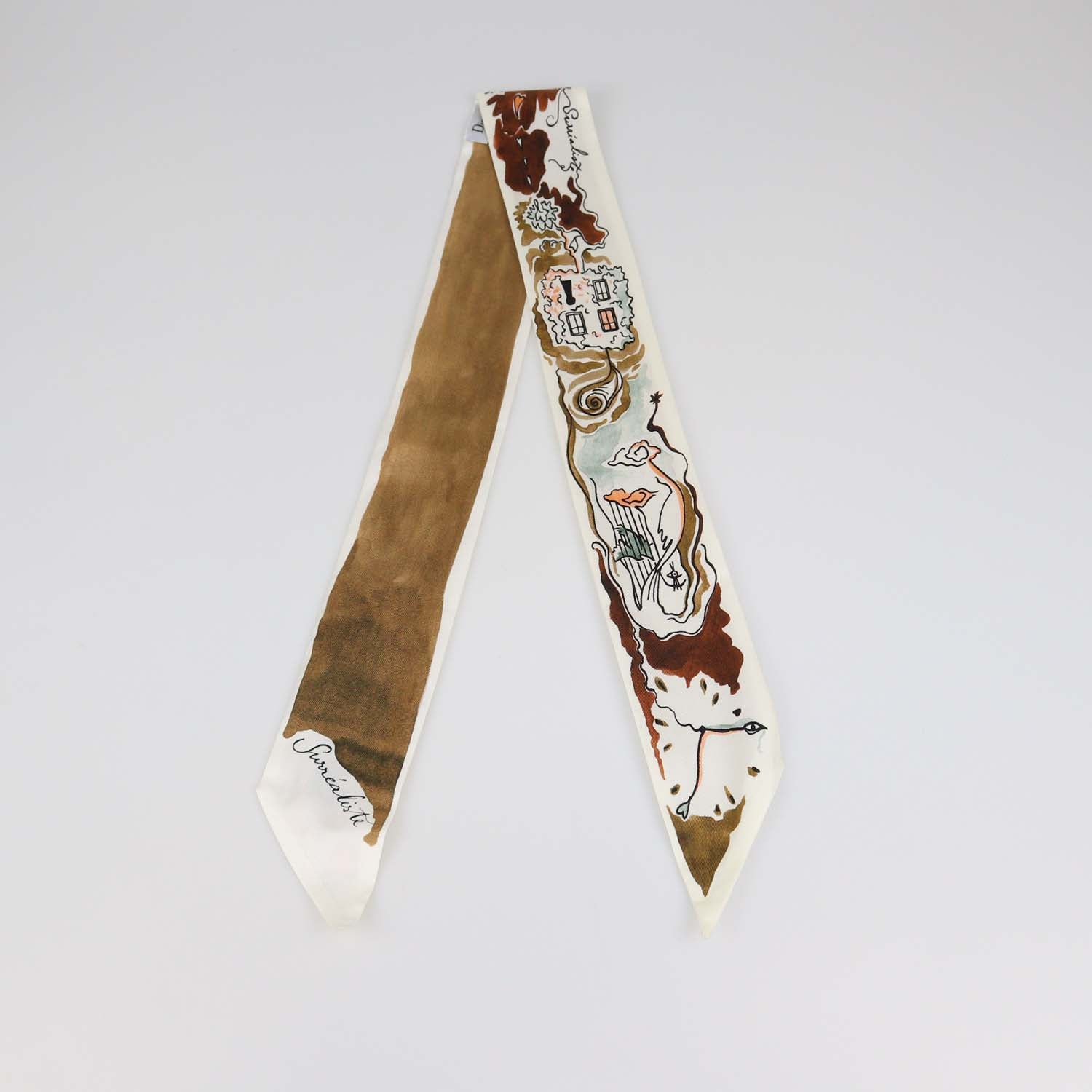 Christian Dior Off White Multicolor Silk Surrealiste Mitzah Scarf