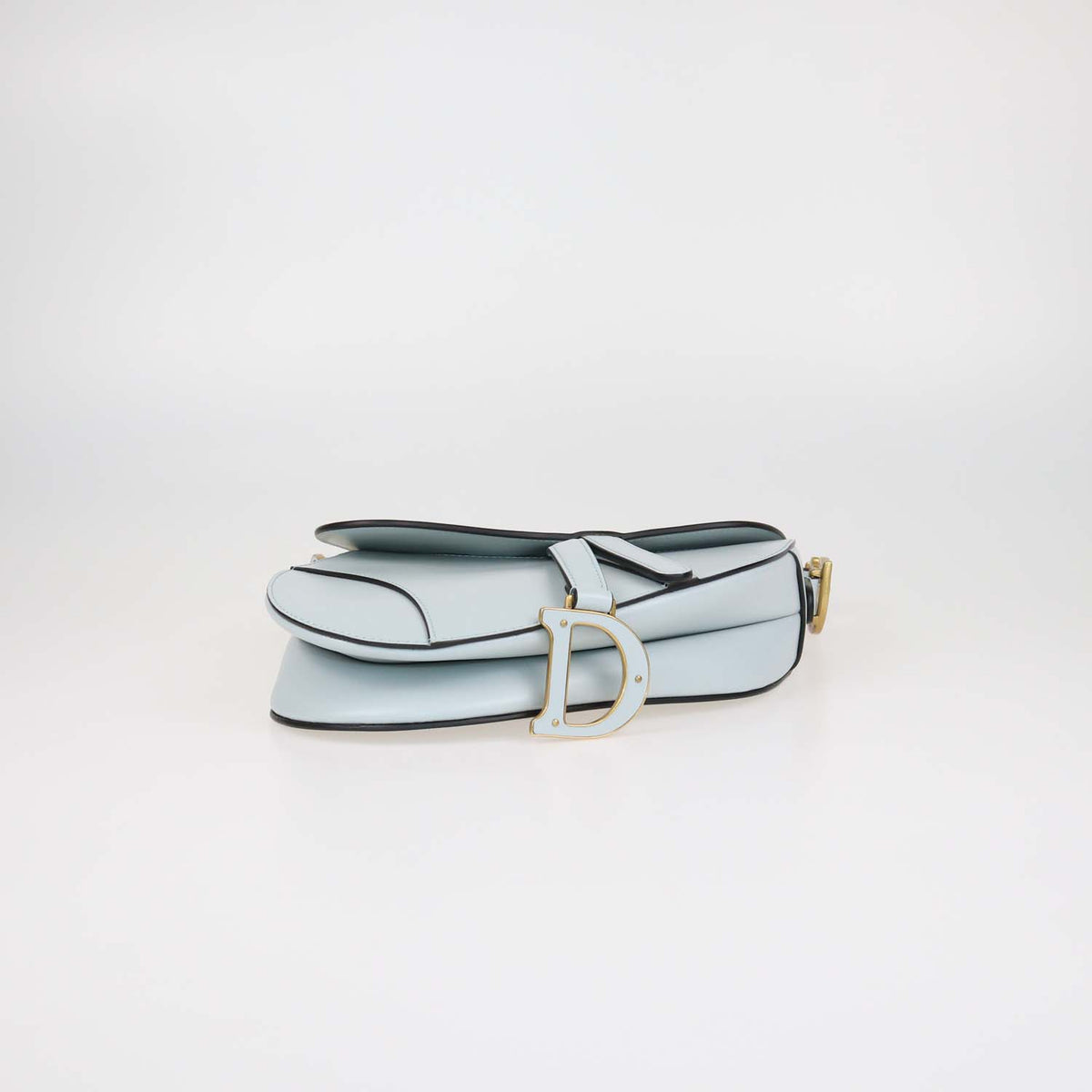 Christian Dior Light Blue Leather Saddle Bag w/Strap