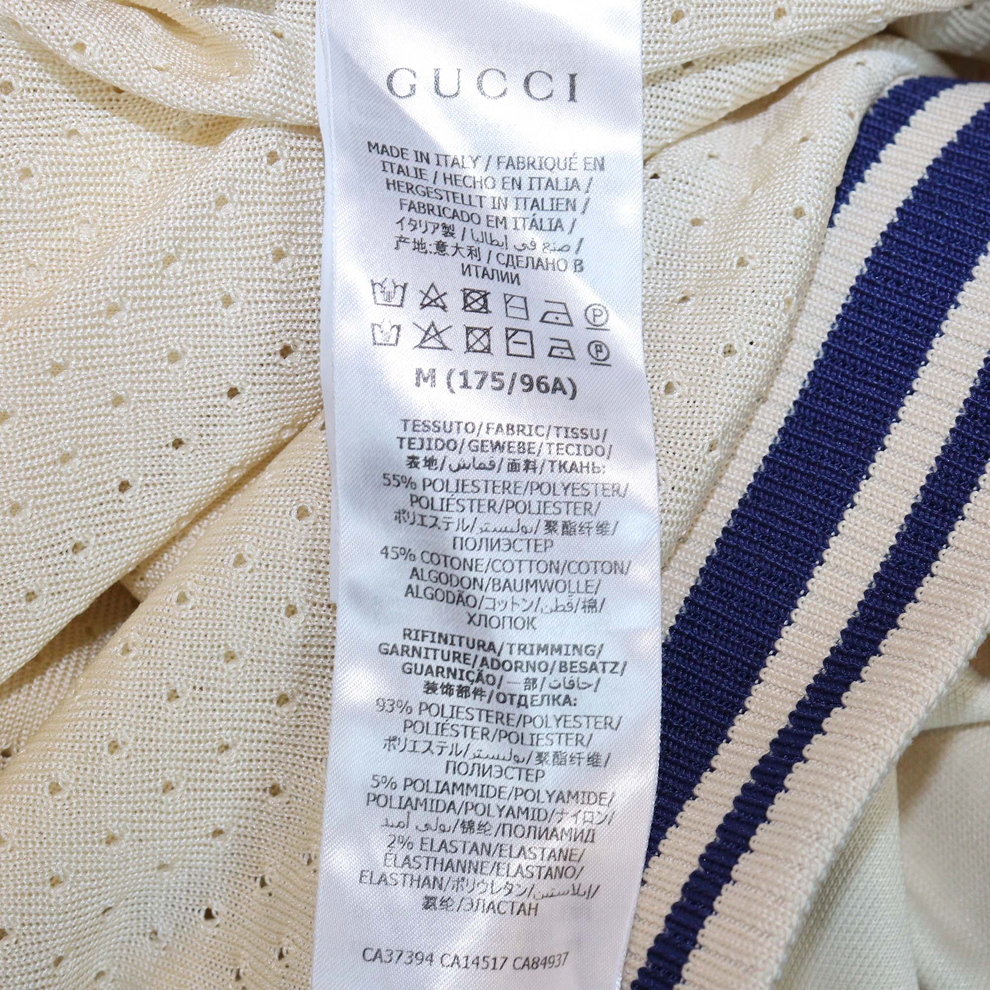 Gucci Beige/Blue Knit Web Stripe Detail Zip Front Jacket