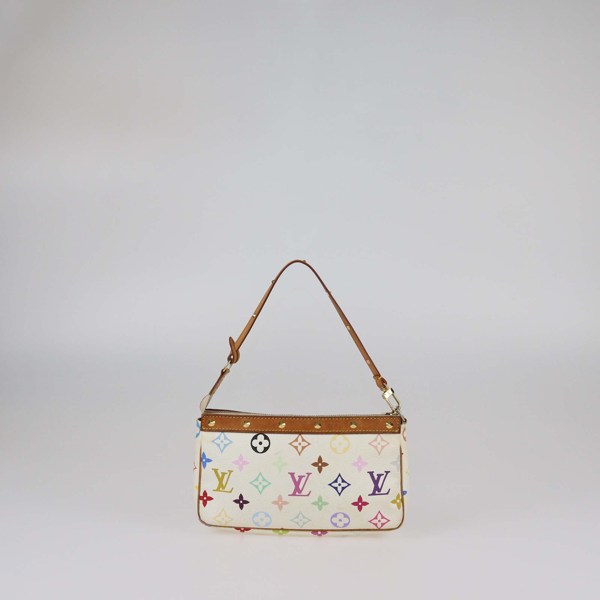 Louis Vuitton White Multicolor Canvas Pochette Accessoires