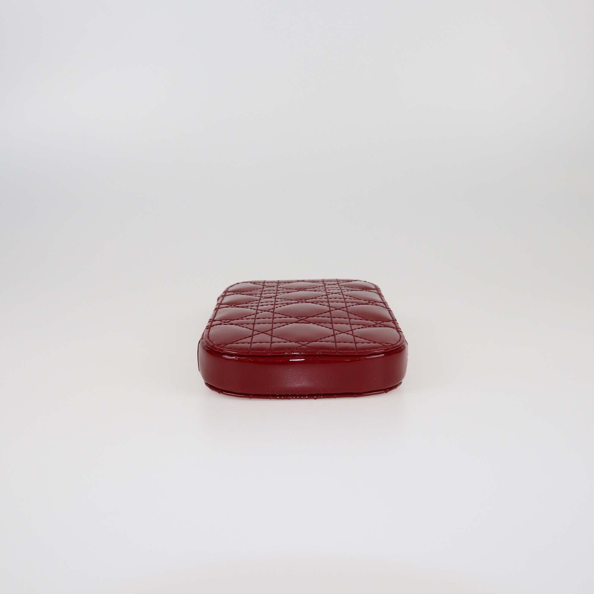Christian Dior Red Cannage Patent Lady Dior Call'in Dior Phone Holder Womens Christian Dior