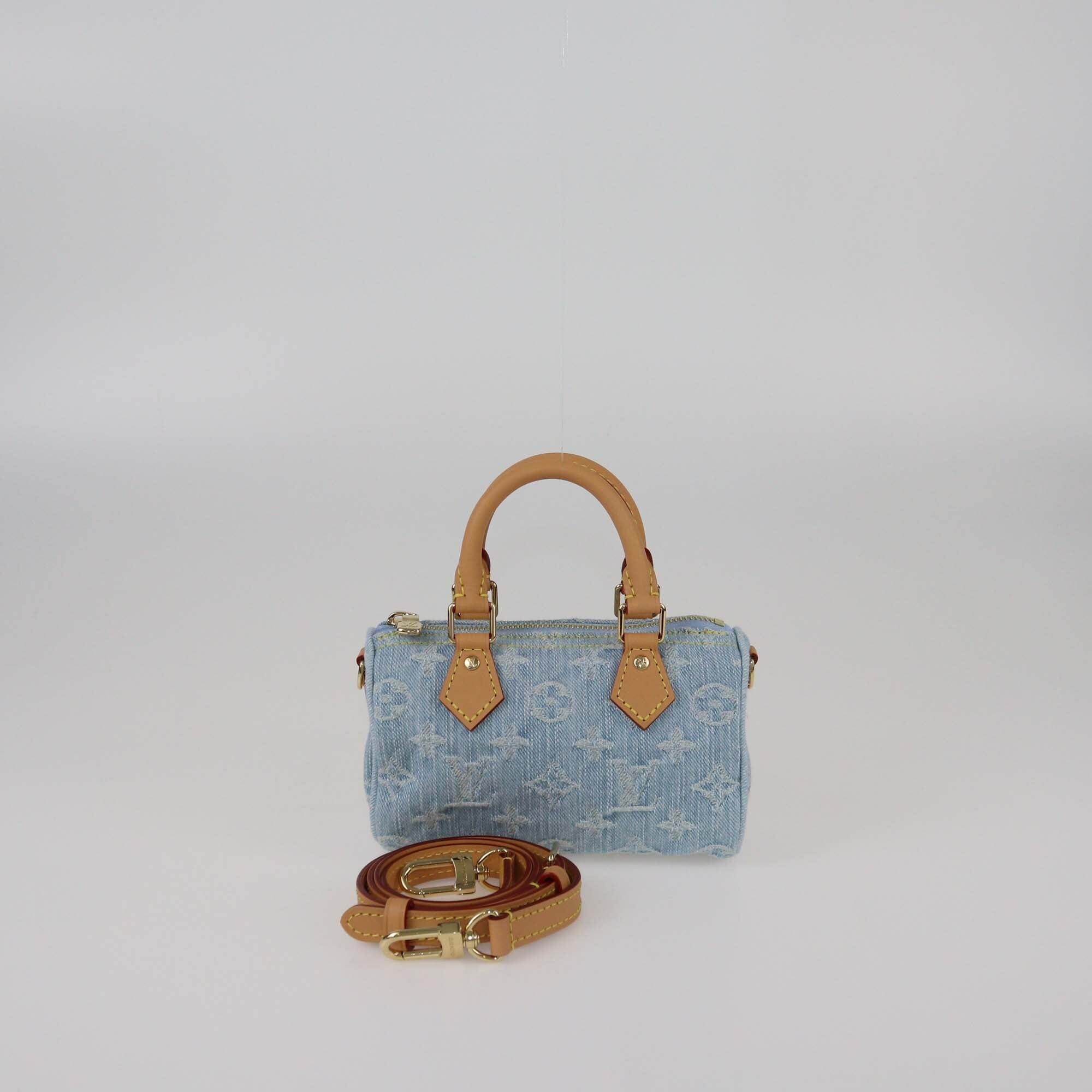 Louis Vuitton Sky Blue Denim Monogram Nano Speedy Bag Womens Louis Vuitton