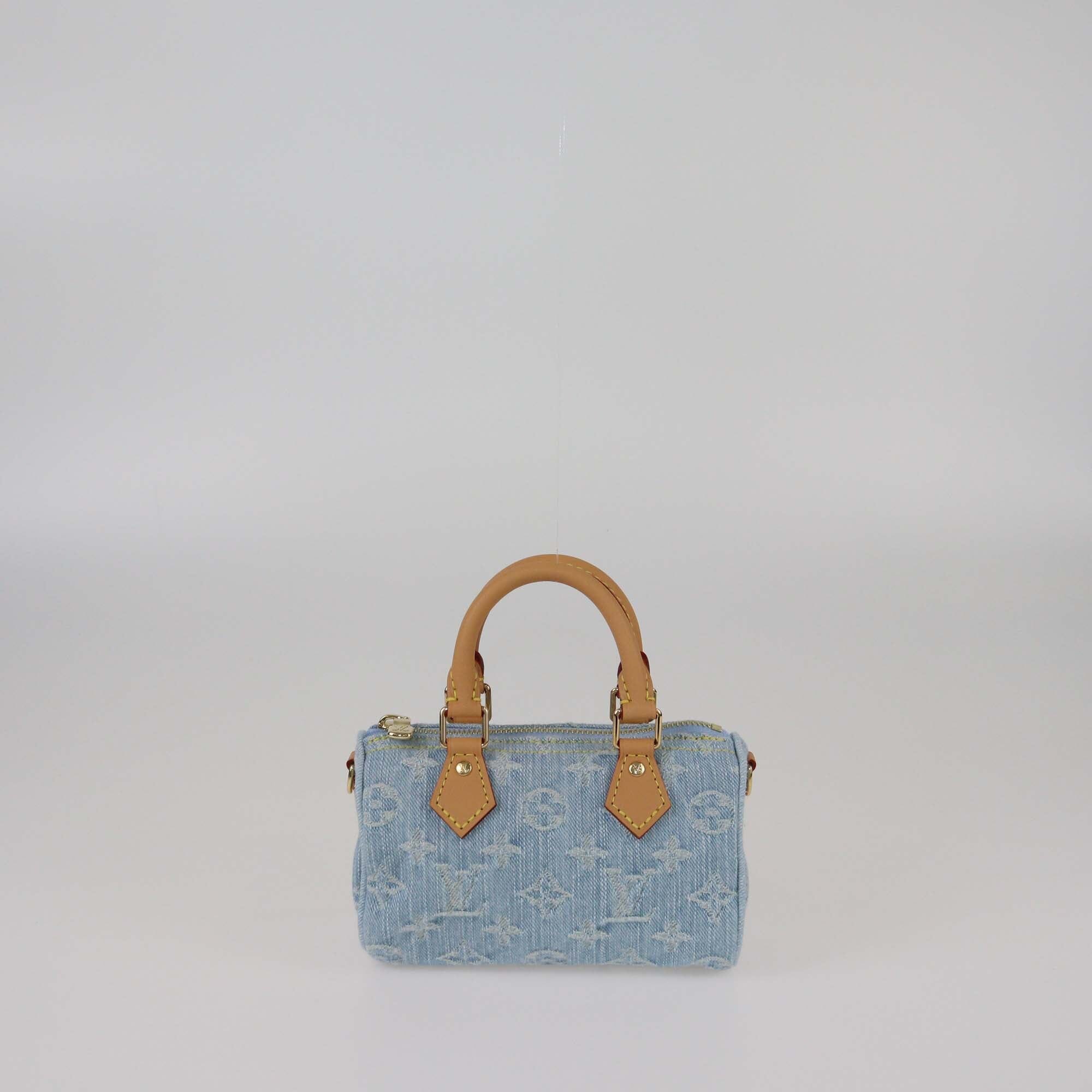 Louis Vuitton Sky Blue Denim Monogram Nano Speedy Bag Womens Louis Vuitton