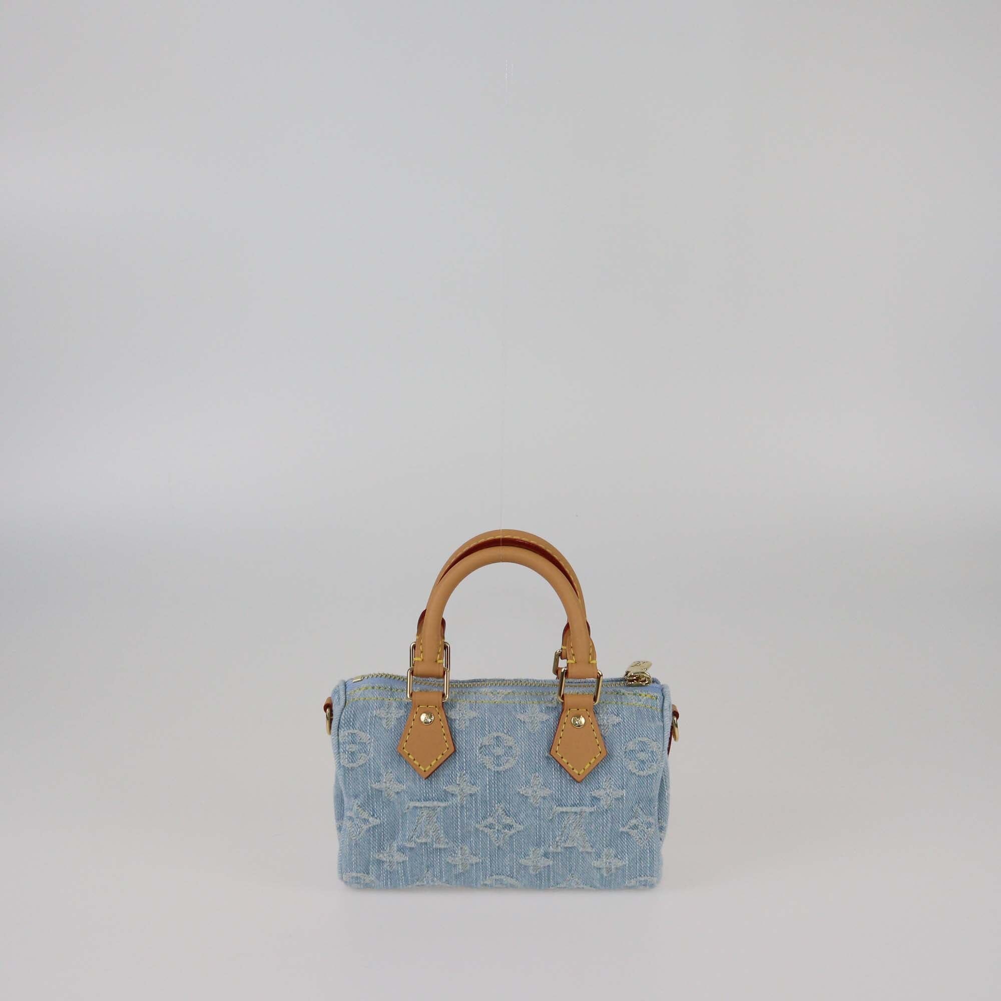Louis Vuitton Sky Blue Denim Monogram Nano Speedy Bag Womens Louis Vuitton