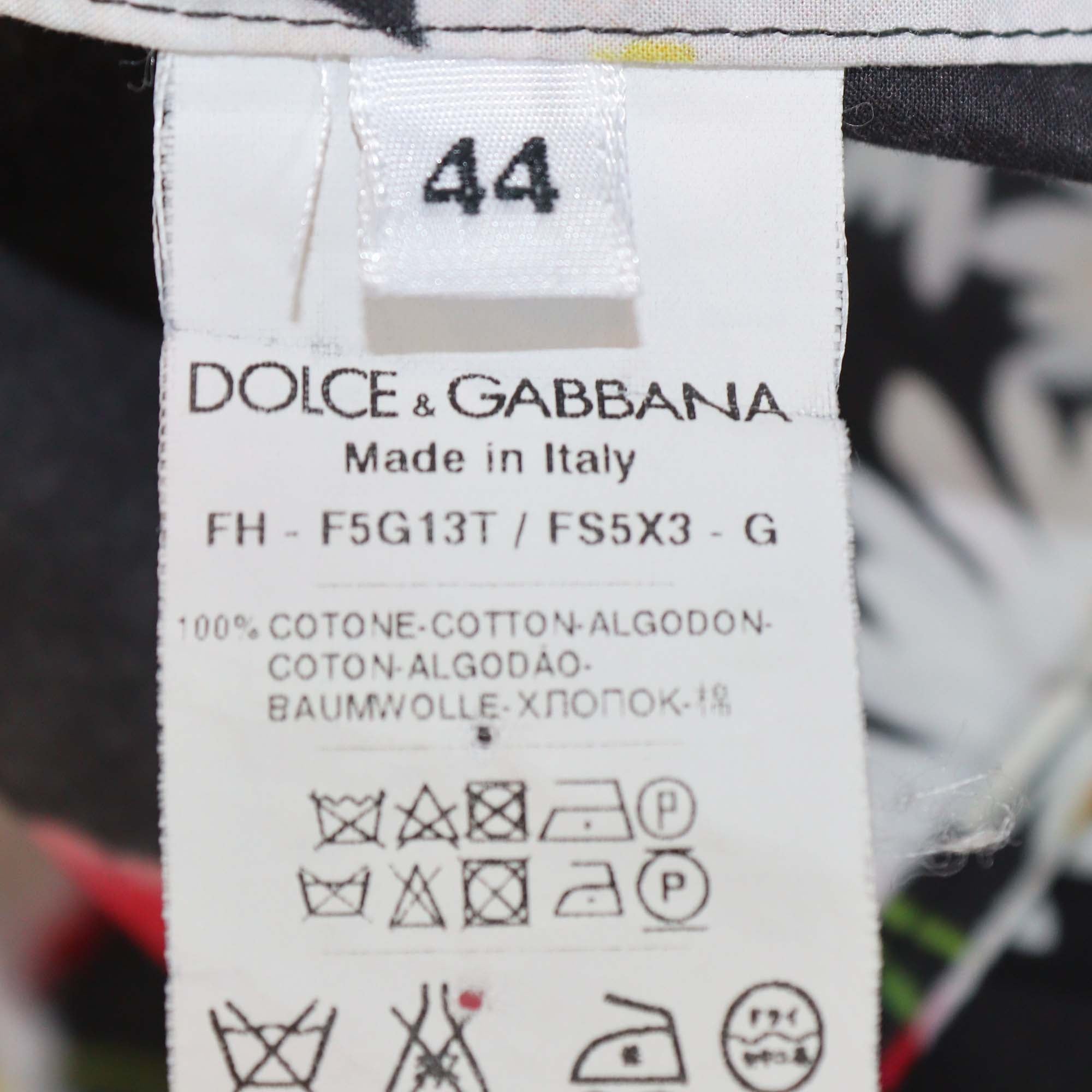 Dolce & Gabbana Multicolor Floral Print Cotton Short Sleeve Shirt
