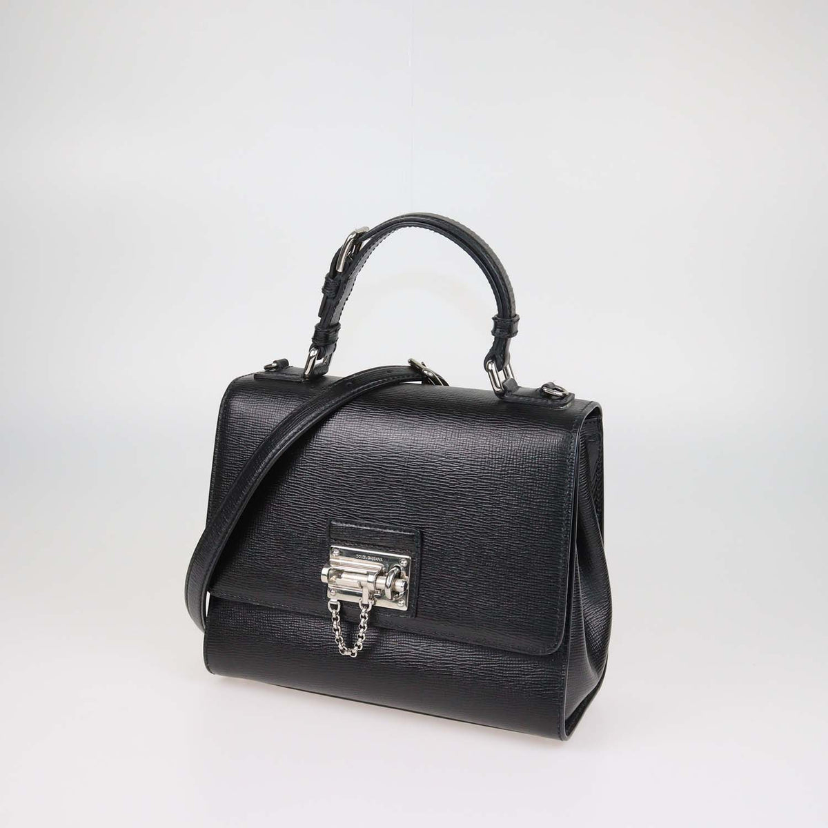Dolce & Gabbana Black Leather Medium Miss Monica Top Handle Bag