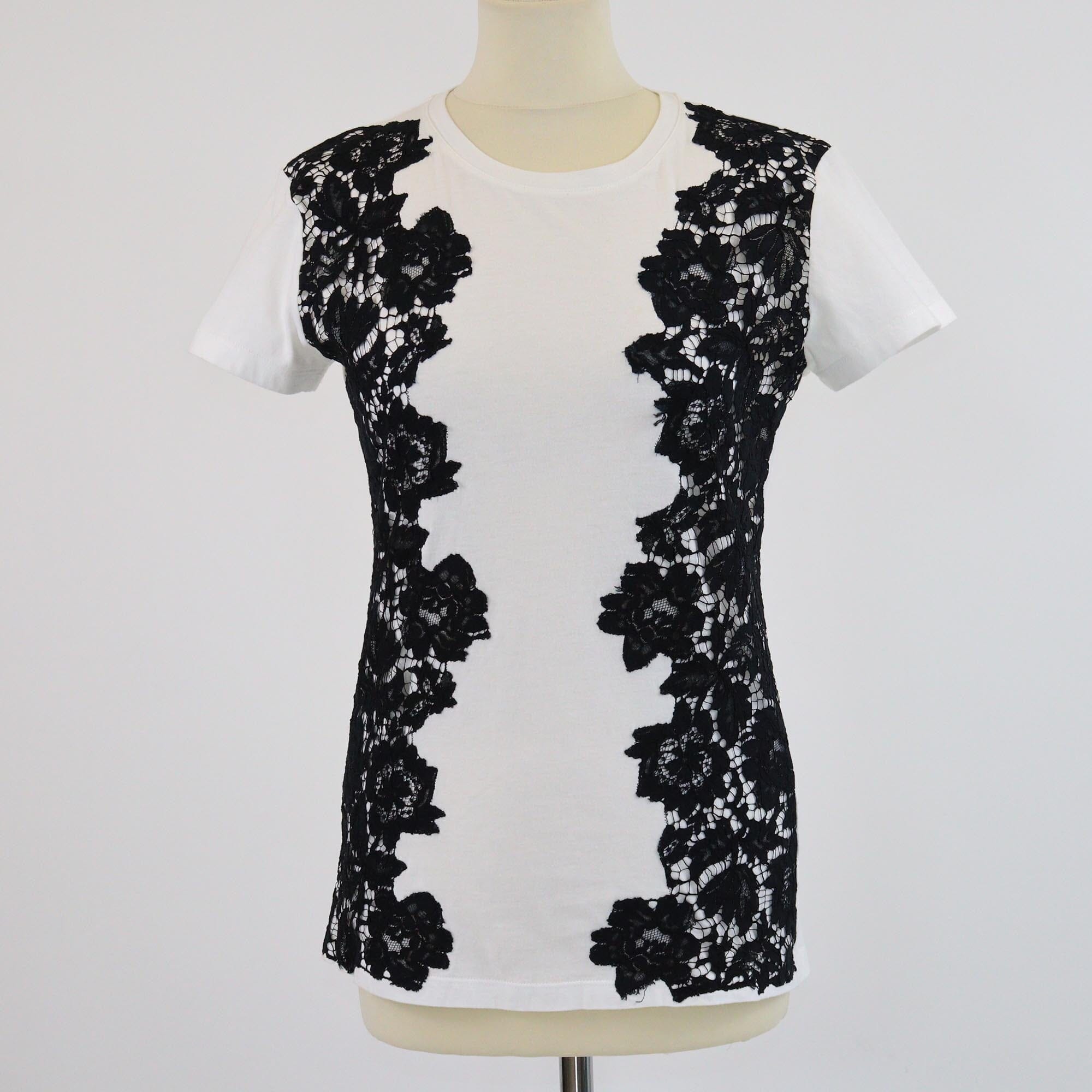 Valentino Black Lace Short Sleeve T-Shirt Womens Valentino