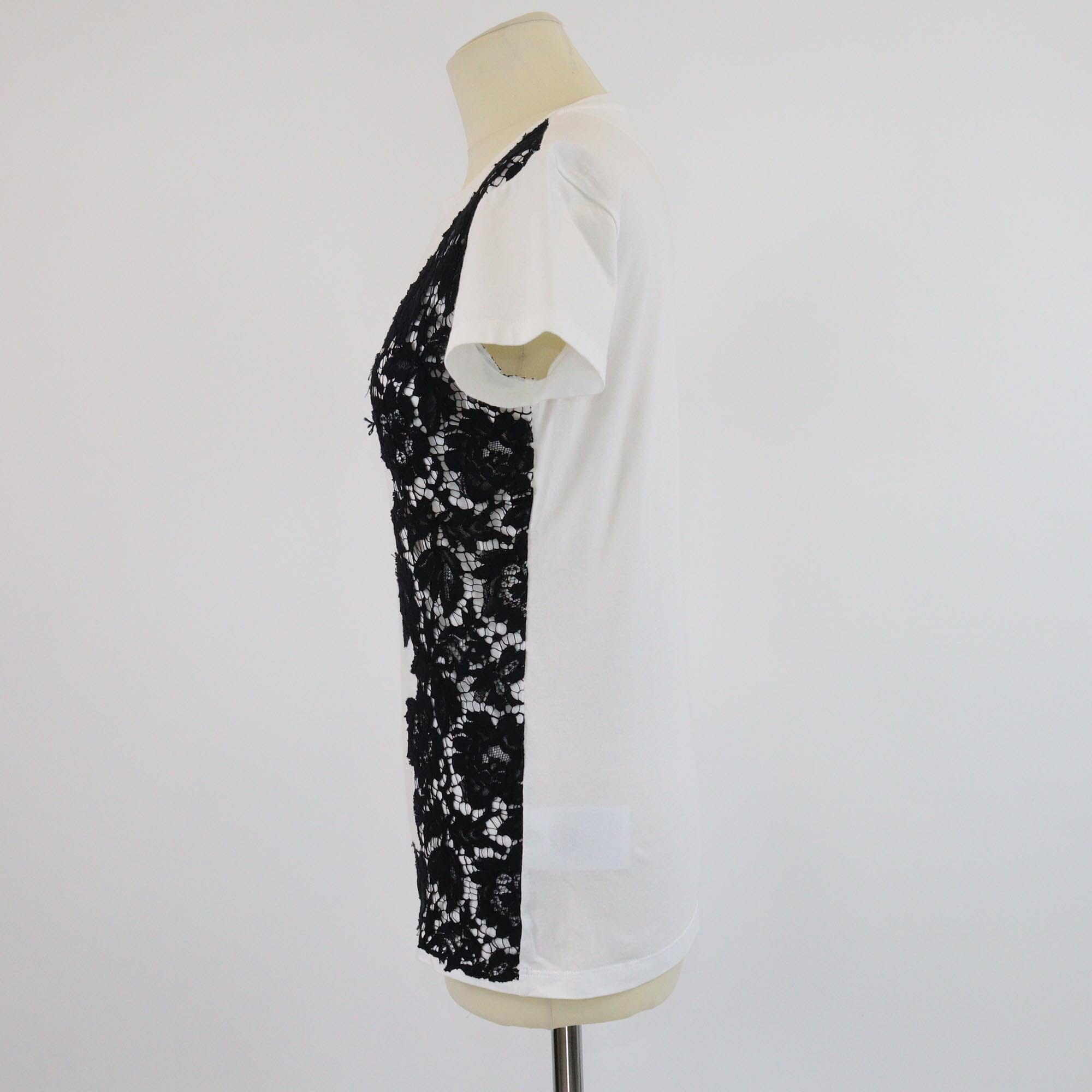 Valentino Black Lace Short Sleeve T-Shirt Womens Valentino