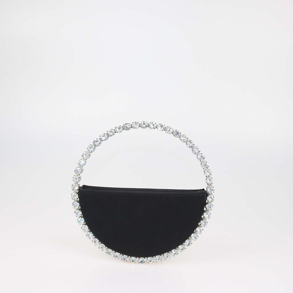 L'Alingi Black Satin Crystal Embellished Eternity Clutch Bag