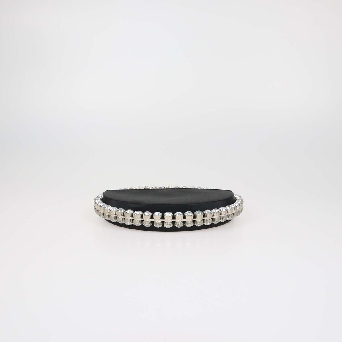 L'Alingi Black Satin Crystal Embellished Eternity Clutch Bag