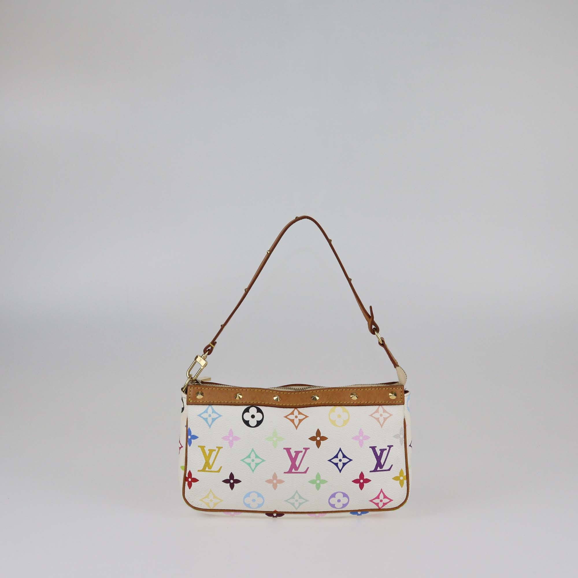 Louis Vuitton White Multicolor Canvas Pochette Accessoires