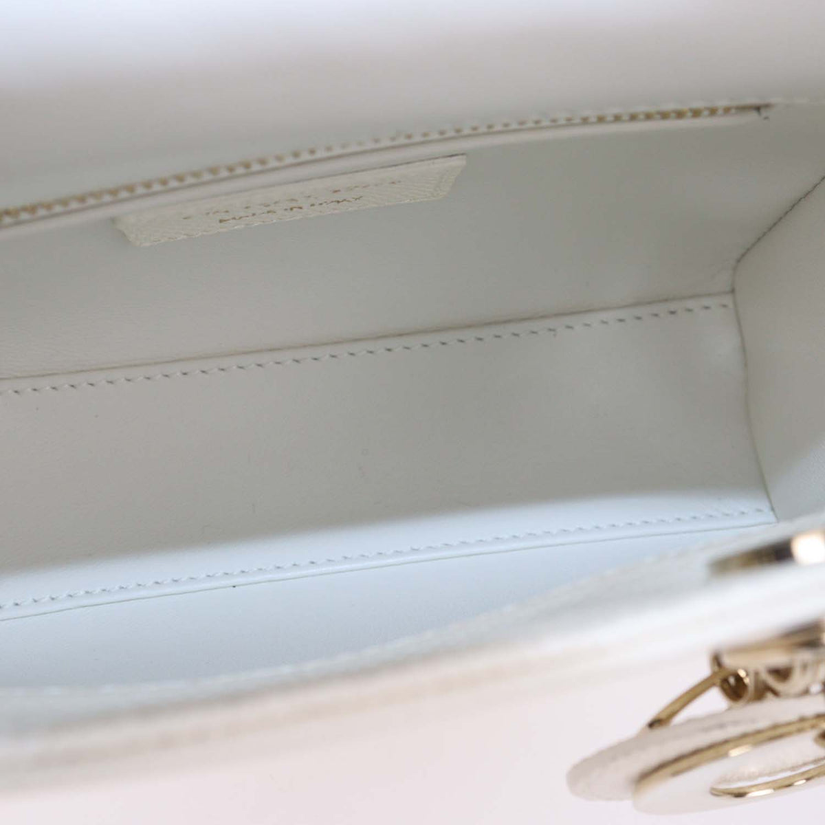 Christian Dior Cream Lizard Mini Lady Dior Tote