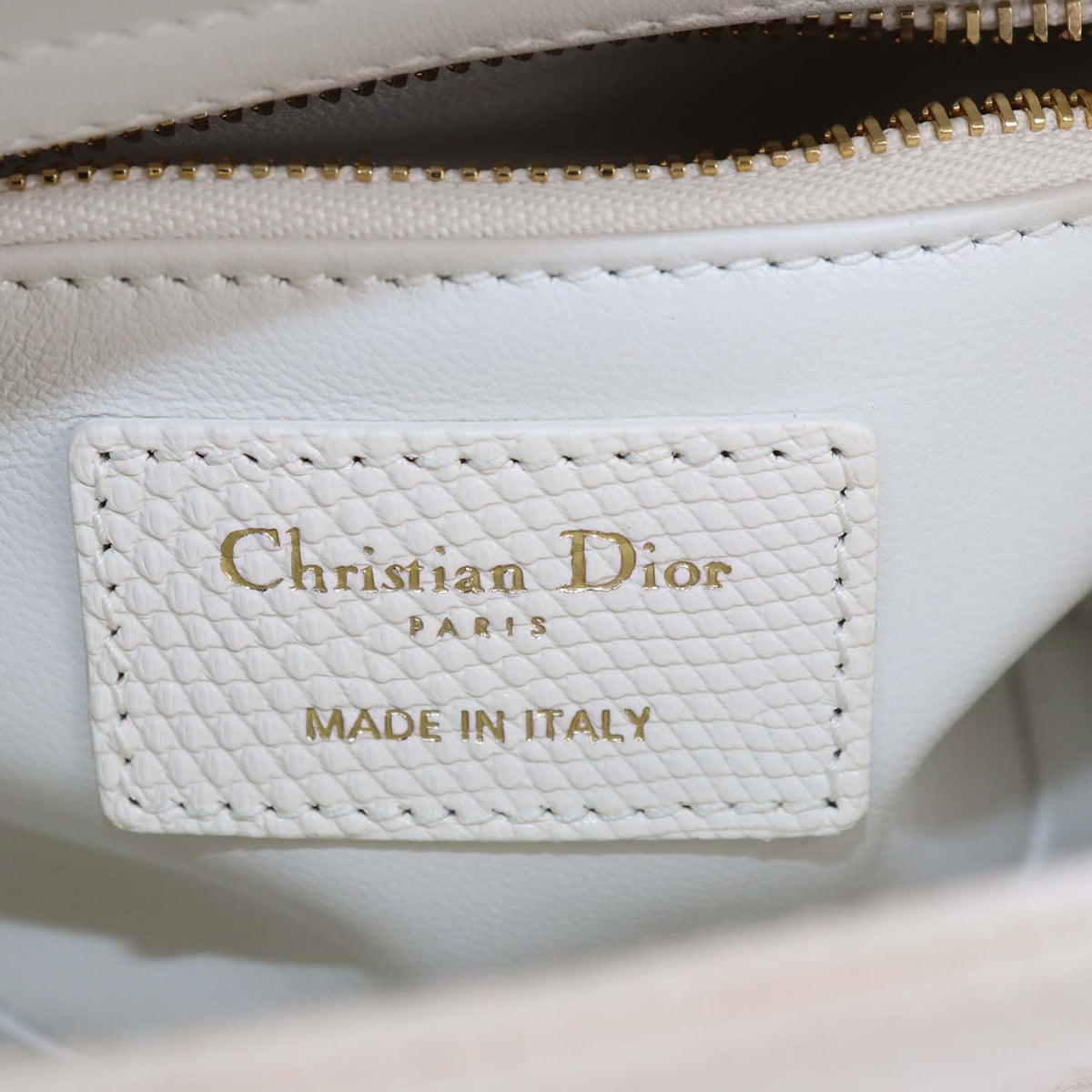 Christian Dior Cream Lizard Mini Lady Dior Tote