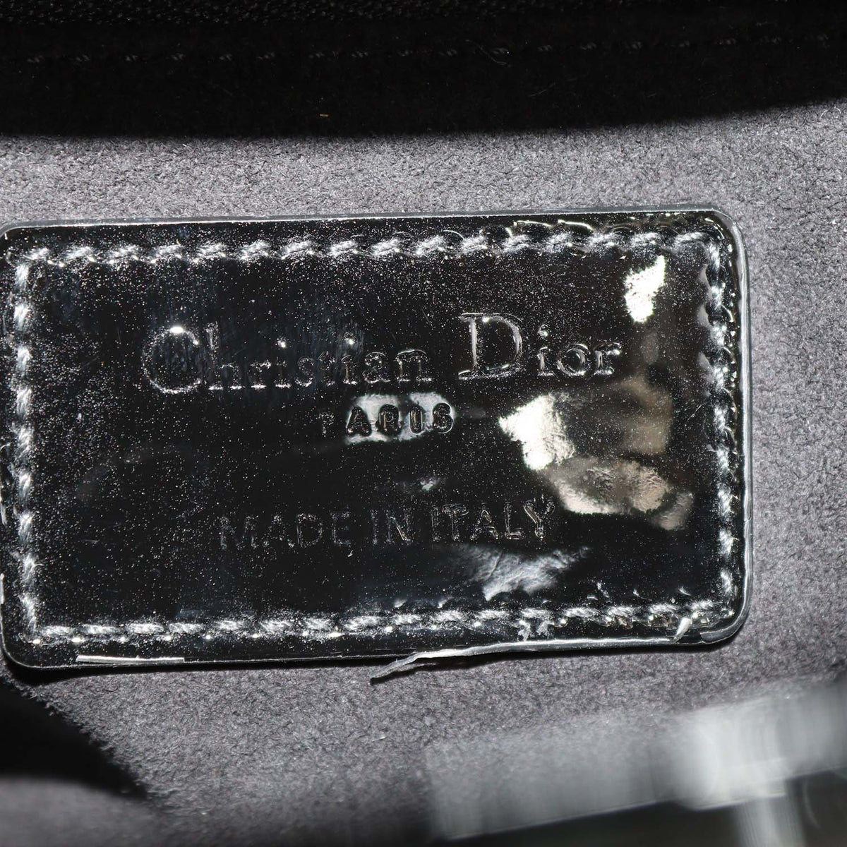 Christian Dior Black Cannage Patent Leather Small Lady Dior Tote
