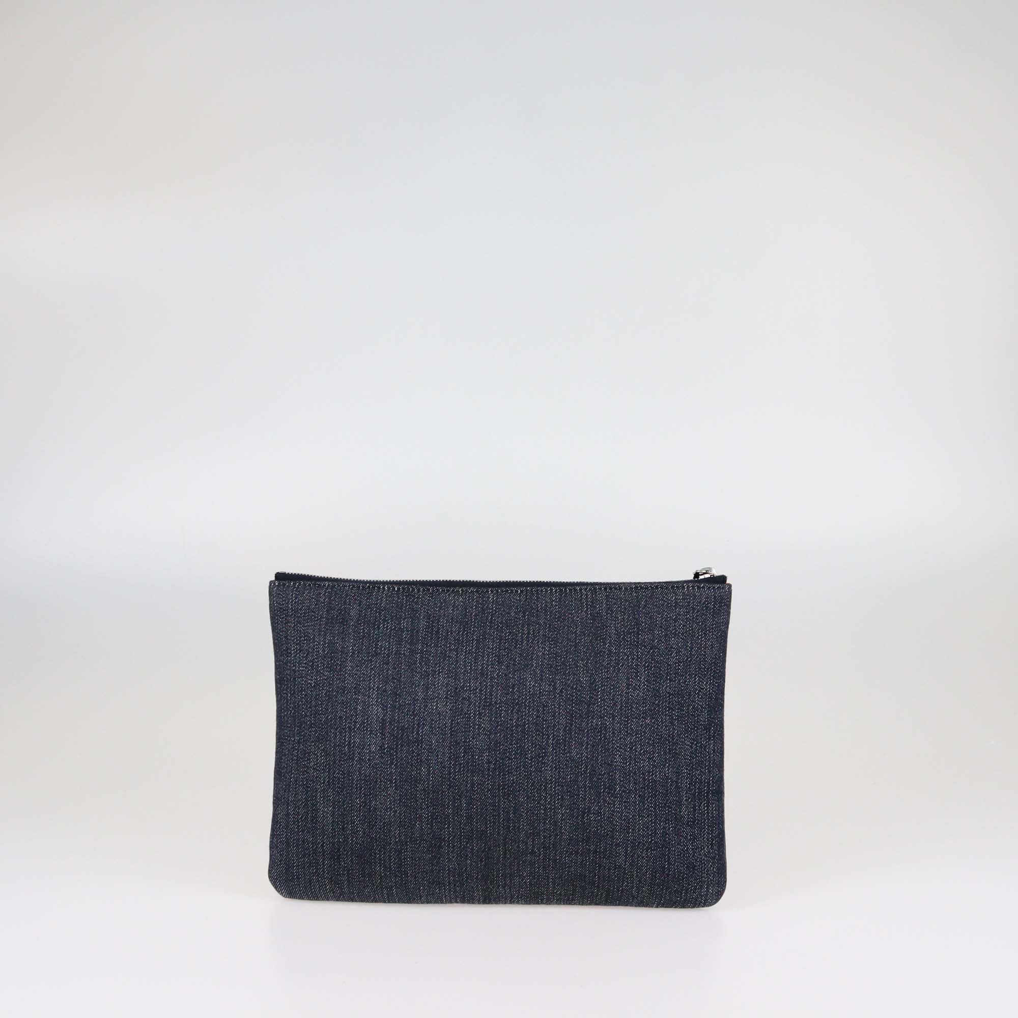 Chanel Blue Medium Denim Deauville O Case Clutch