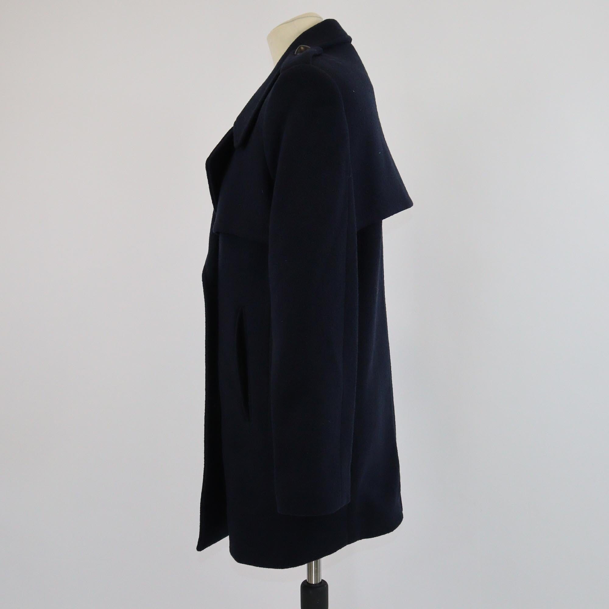 Chloe Navy Blue Crepe Double Breasted Long Sleeve Peacoat Womens Chloe