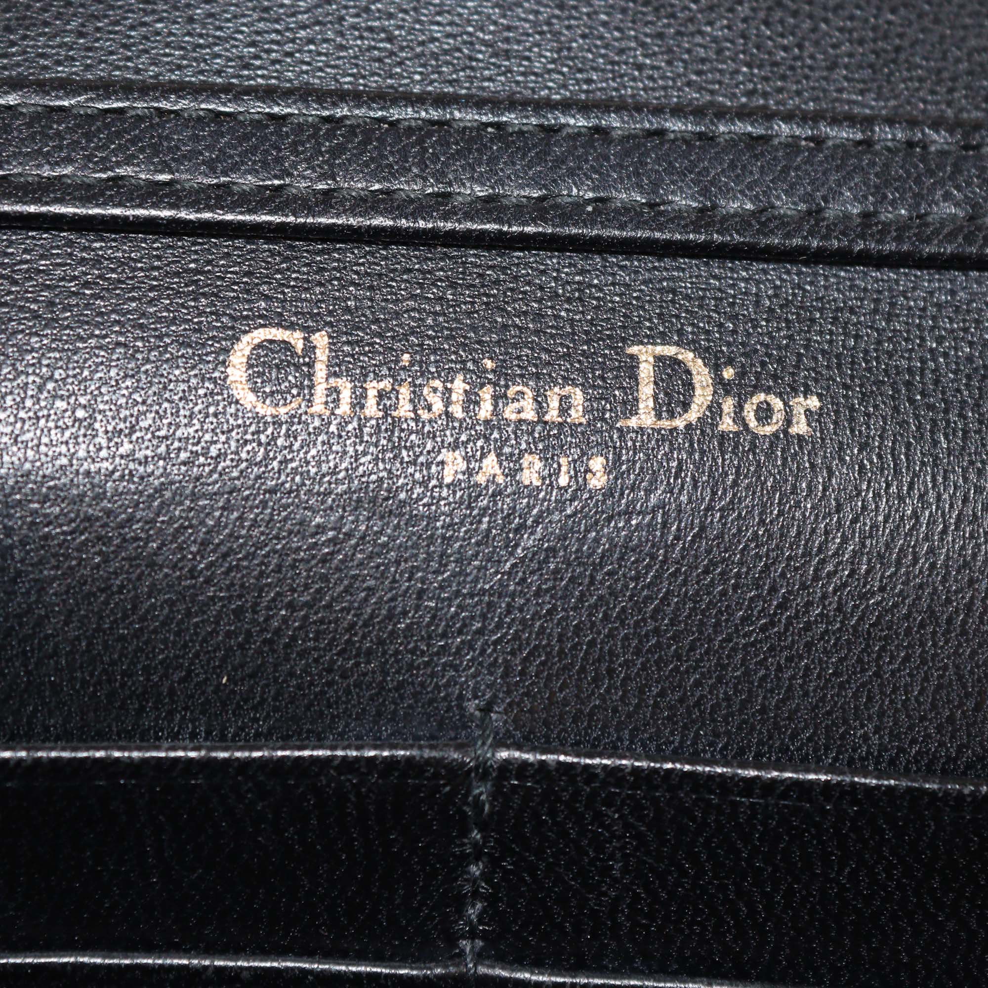 Christian Dior Black Studded Calfskin Diorama Wallet on Chain