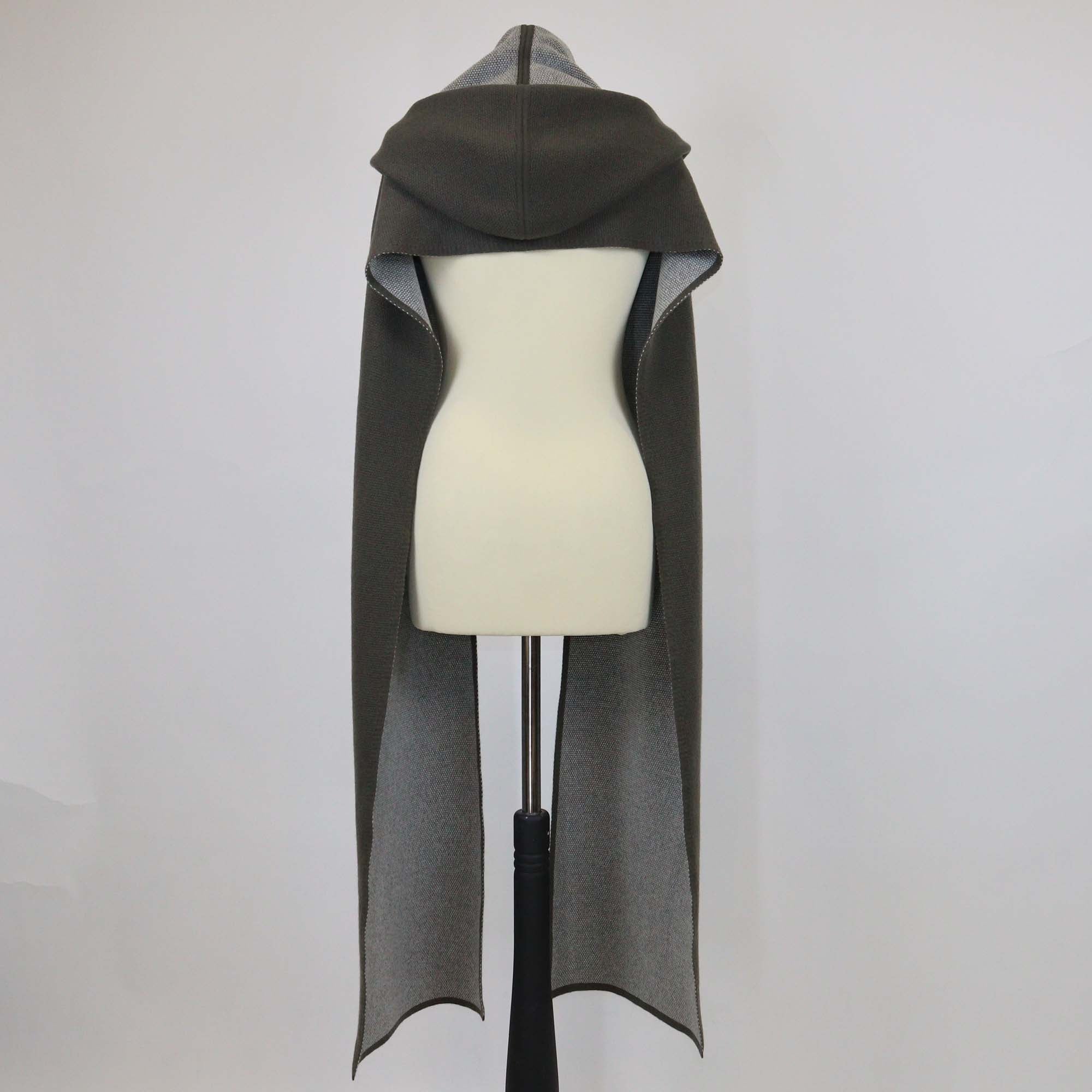 Chanel Grey Cashmere Hooded Scarf