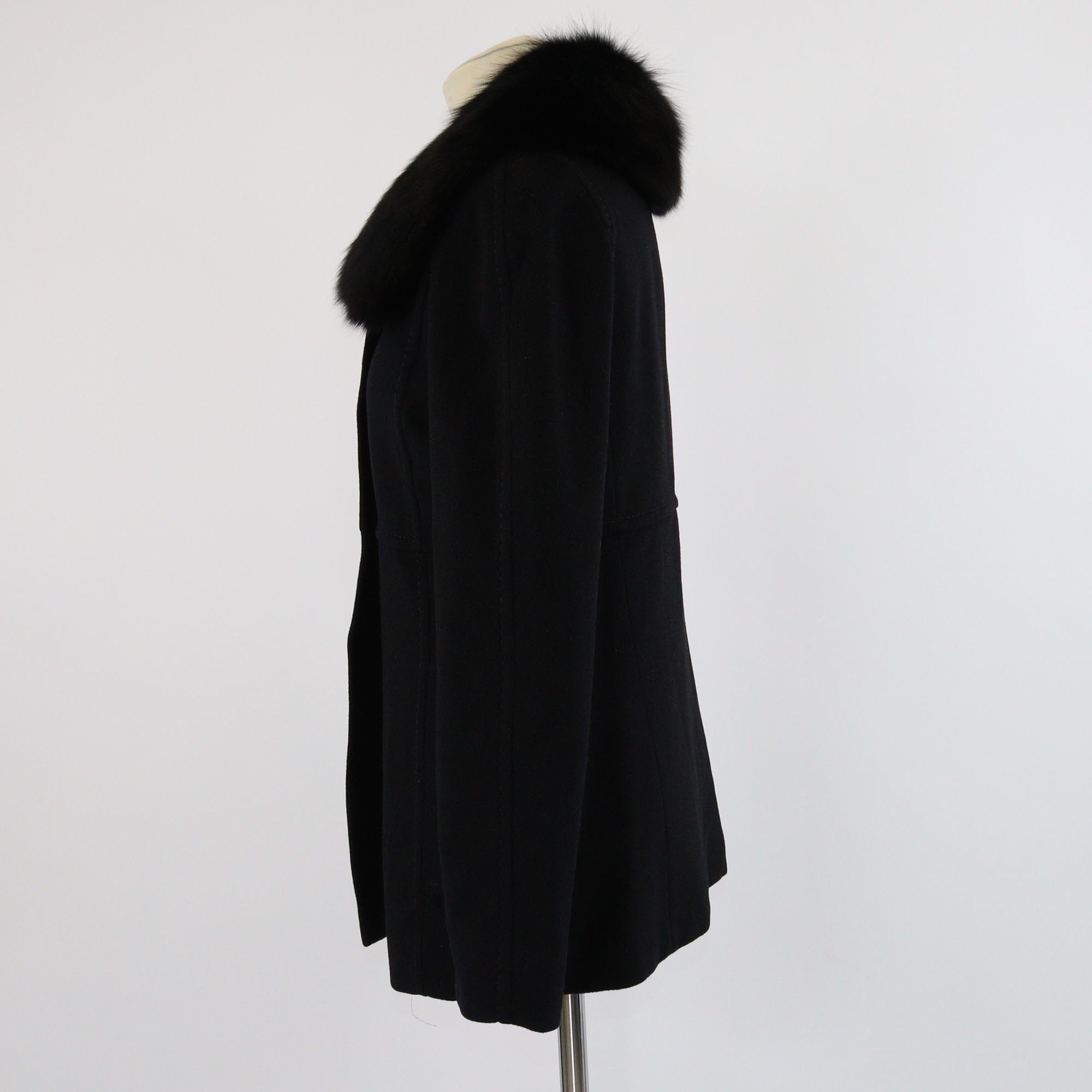 Max Mara Black Detachabkle Fur Long Sleeve Jacket Womens Max Mara