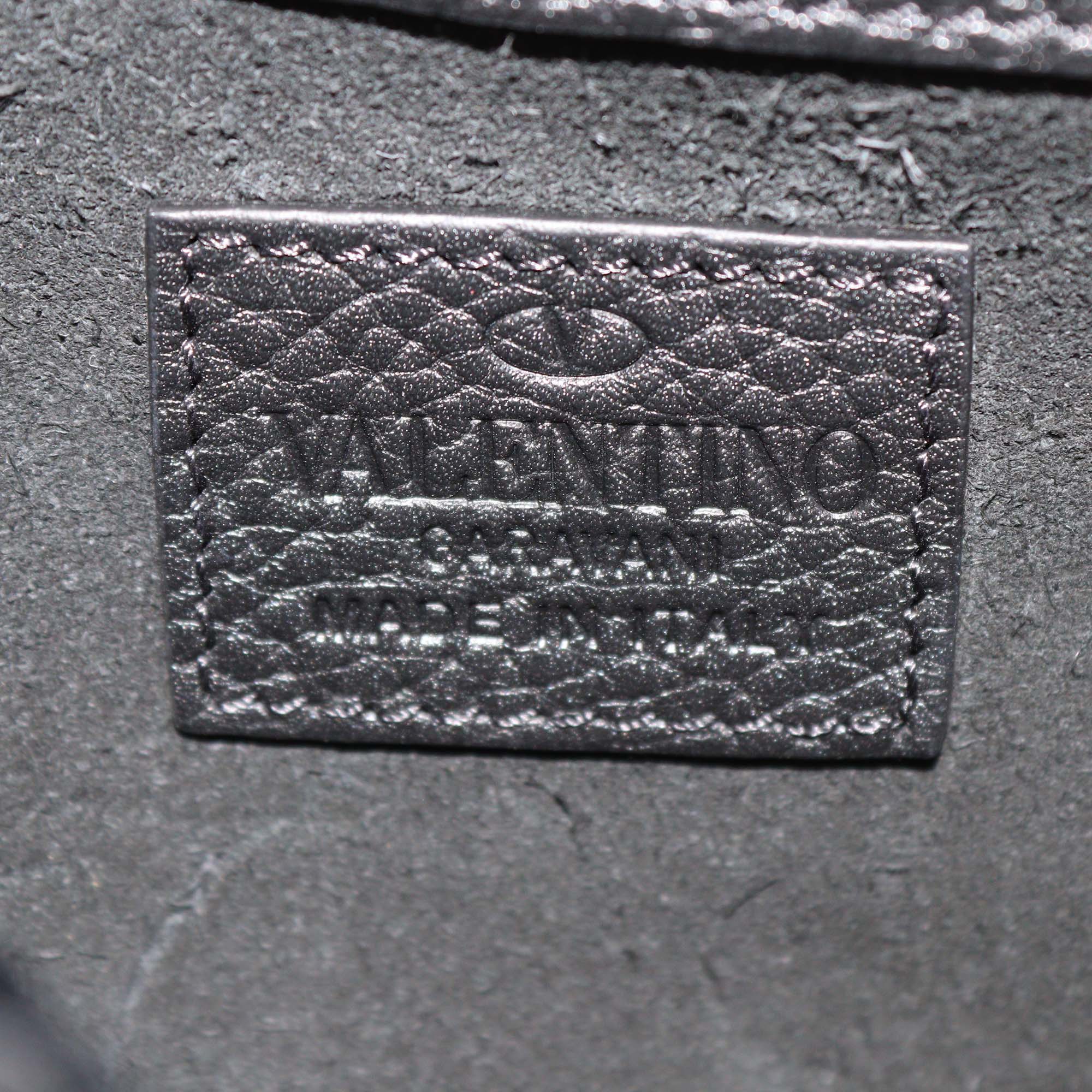 Valentino Black Pebbled Calfskin Rockstud Chain Wallet