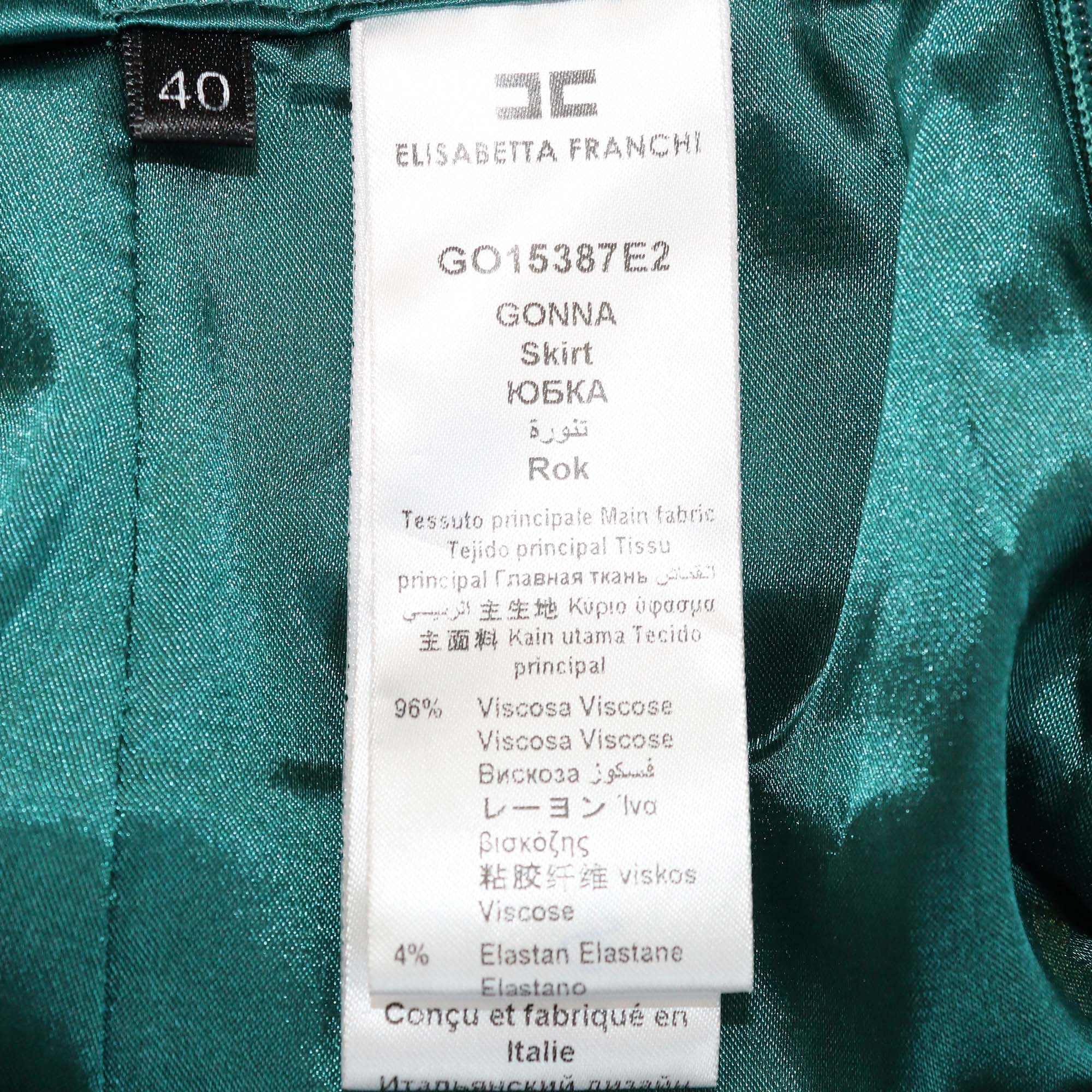 Elisabetta Franchi Green Logo Embellished Gonna Mini Skirt