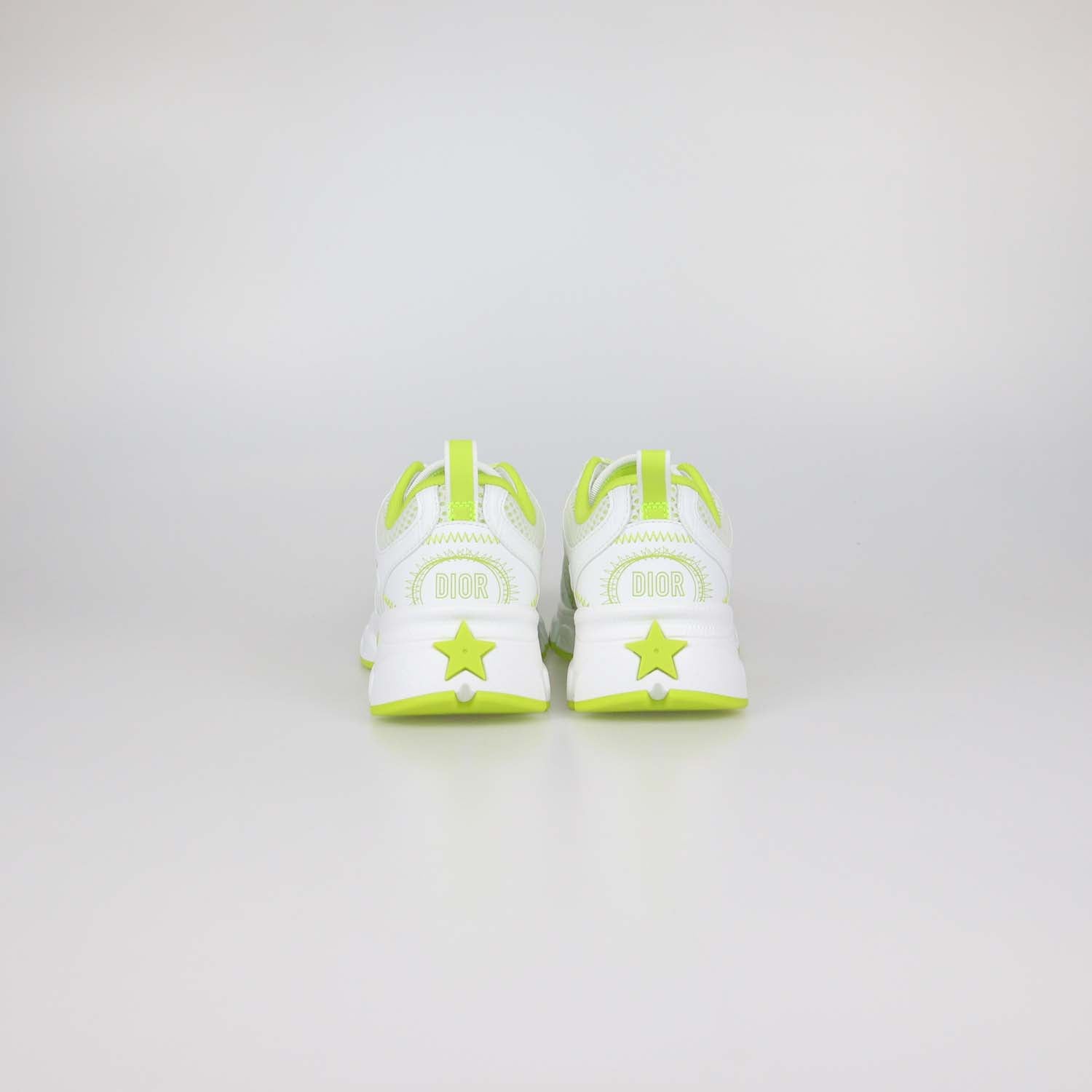 Christian Dior White, Yellow Green Technical Mesh Dior Chrono Sneakers