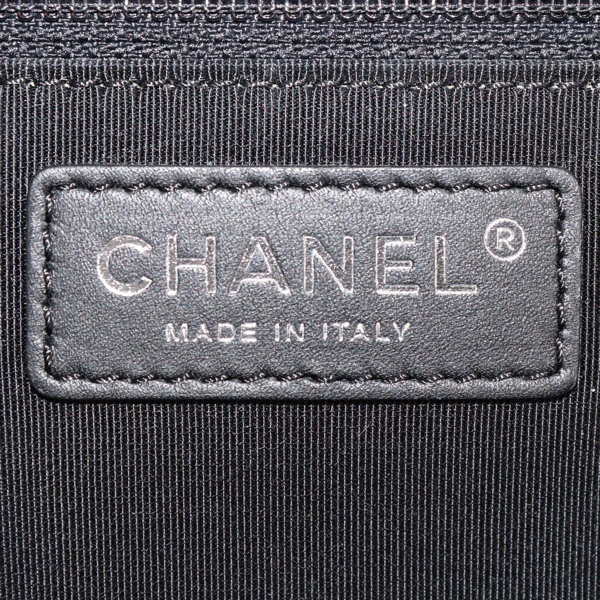 Chanel Blue, White Printed Canvas and Caviar Airlines Round Trip Bowling Bag