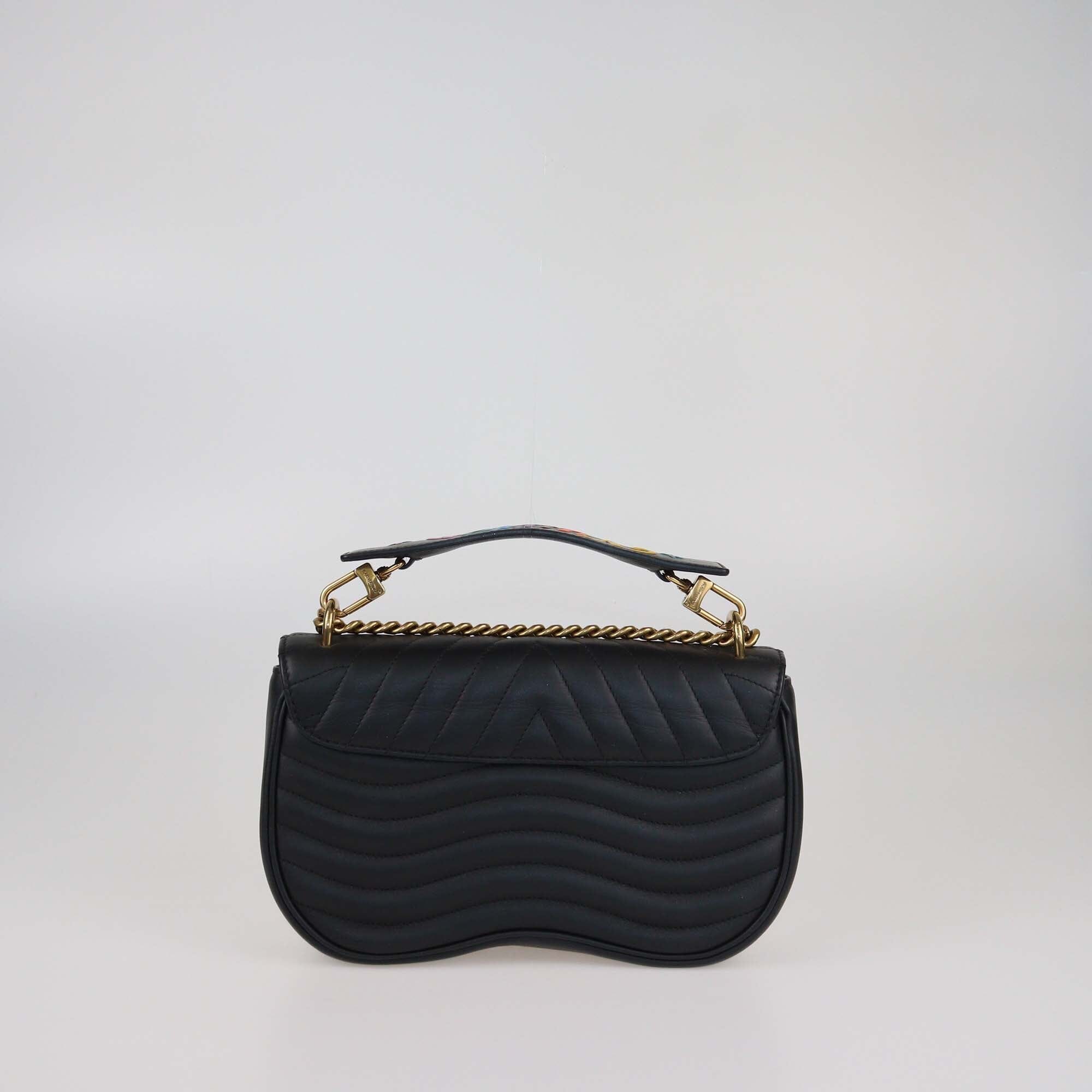 Louis Vuitton Black Quilted Love Lock New Wave Chain MM Bag Womens Louis Vuitton