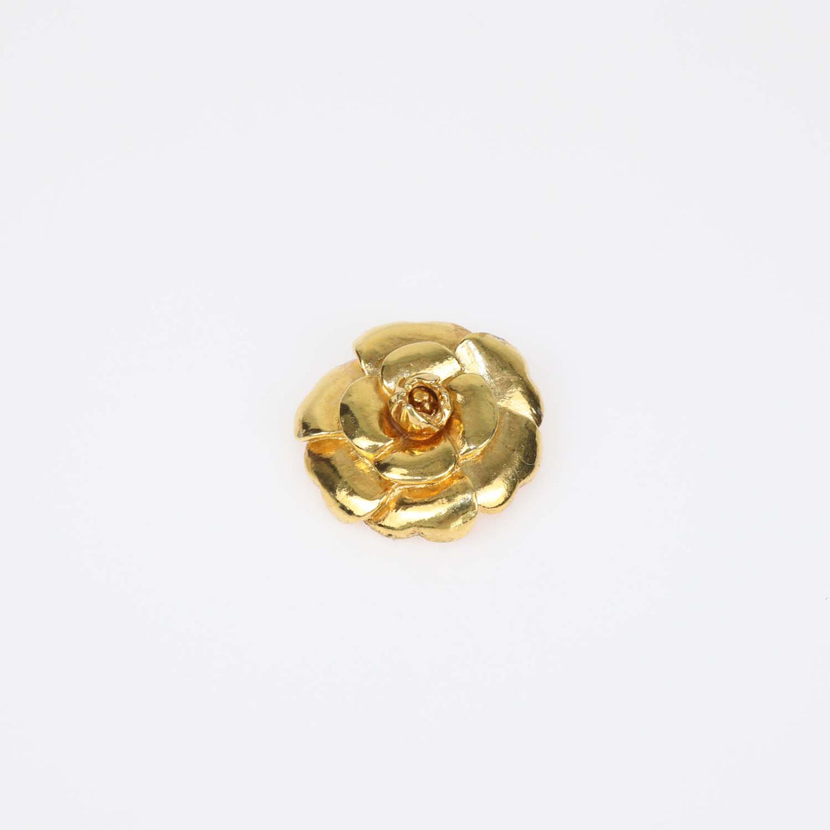 Chanel Gold Tone Camellia Brooch
