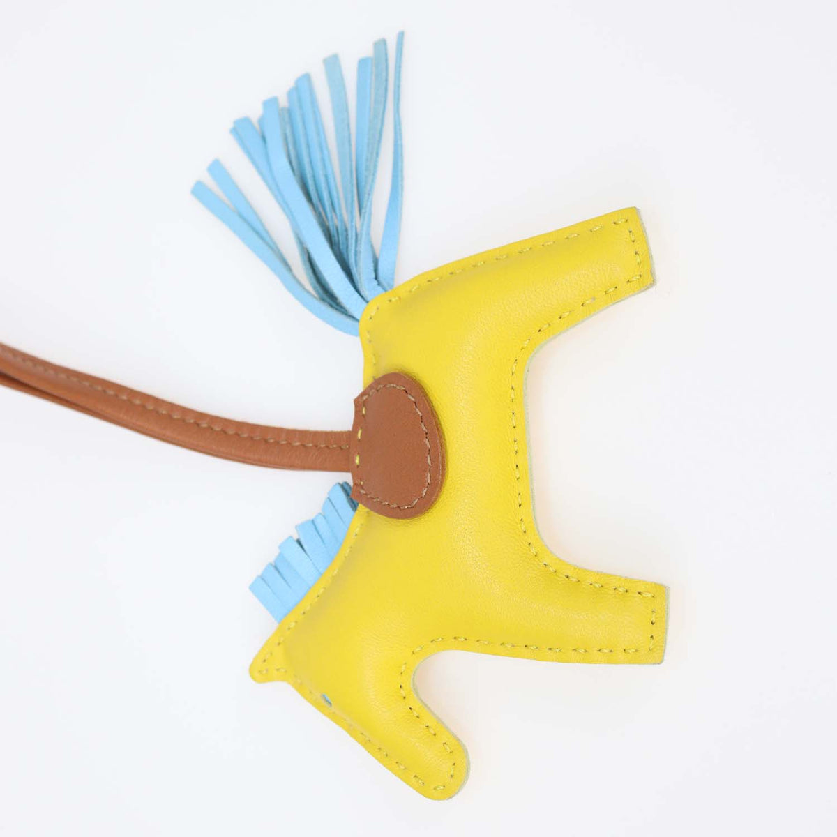 Hermes Yellow, Brown Leather PM Grigri Rodeo Bag Charm