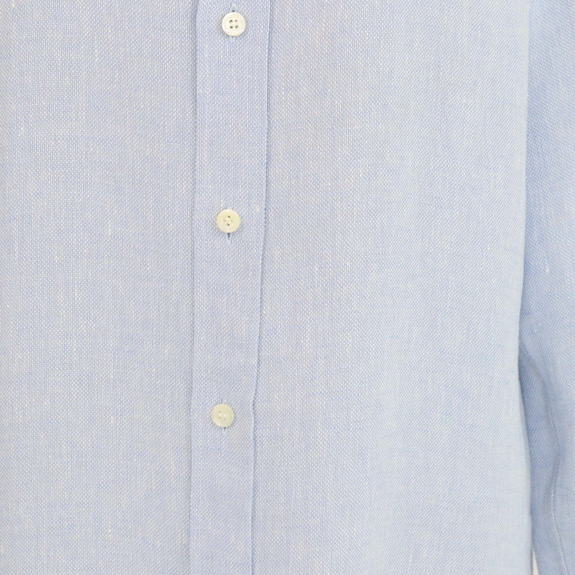 Loro Piana Blue Horizon Linen Long Sleeve Thea Shirt
