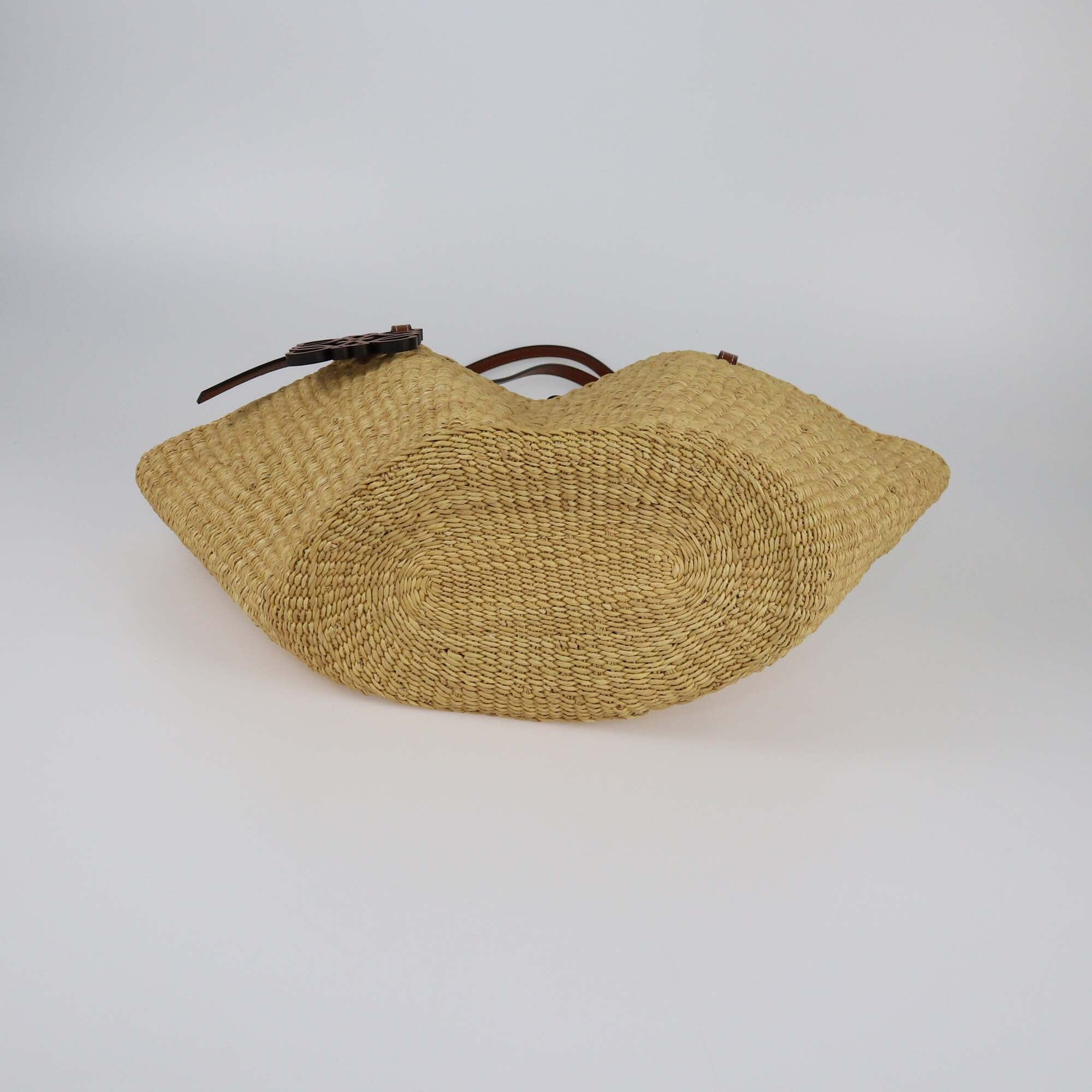 Loewe Brown/Tan Woven Small Shell Basket Bag Womens Loewe