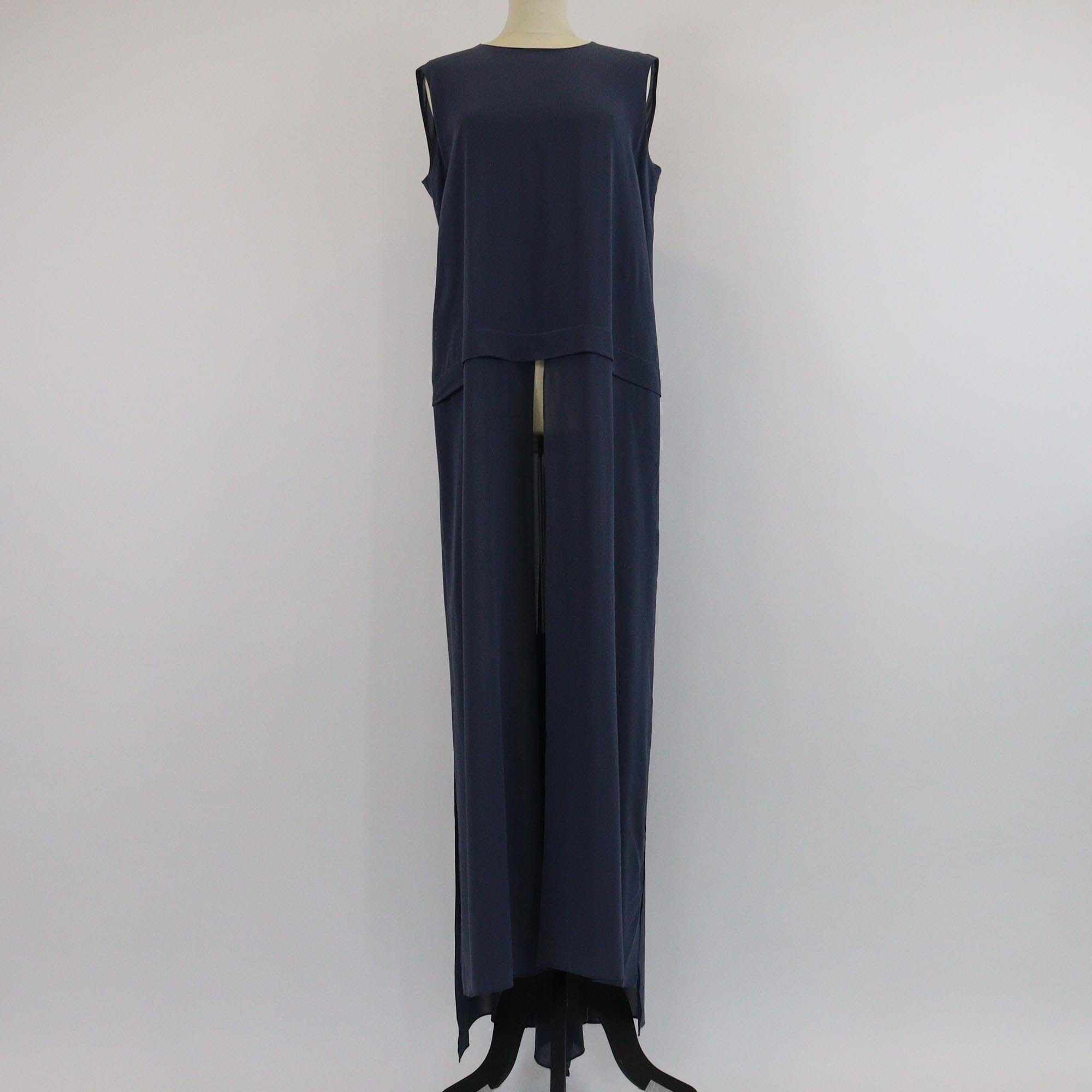 Brunello Cucinelli Dark Blue Sleeveless Pannels Flowy Dress Womens Brunello Cucinelli