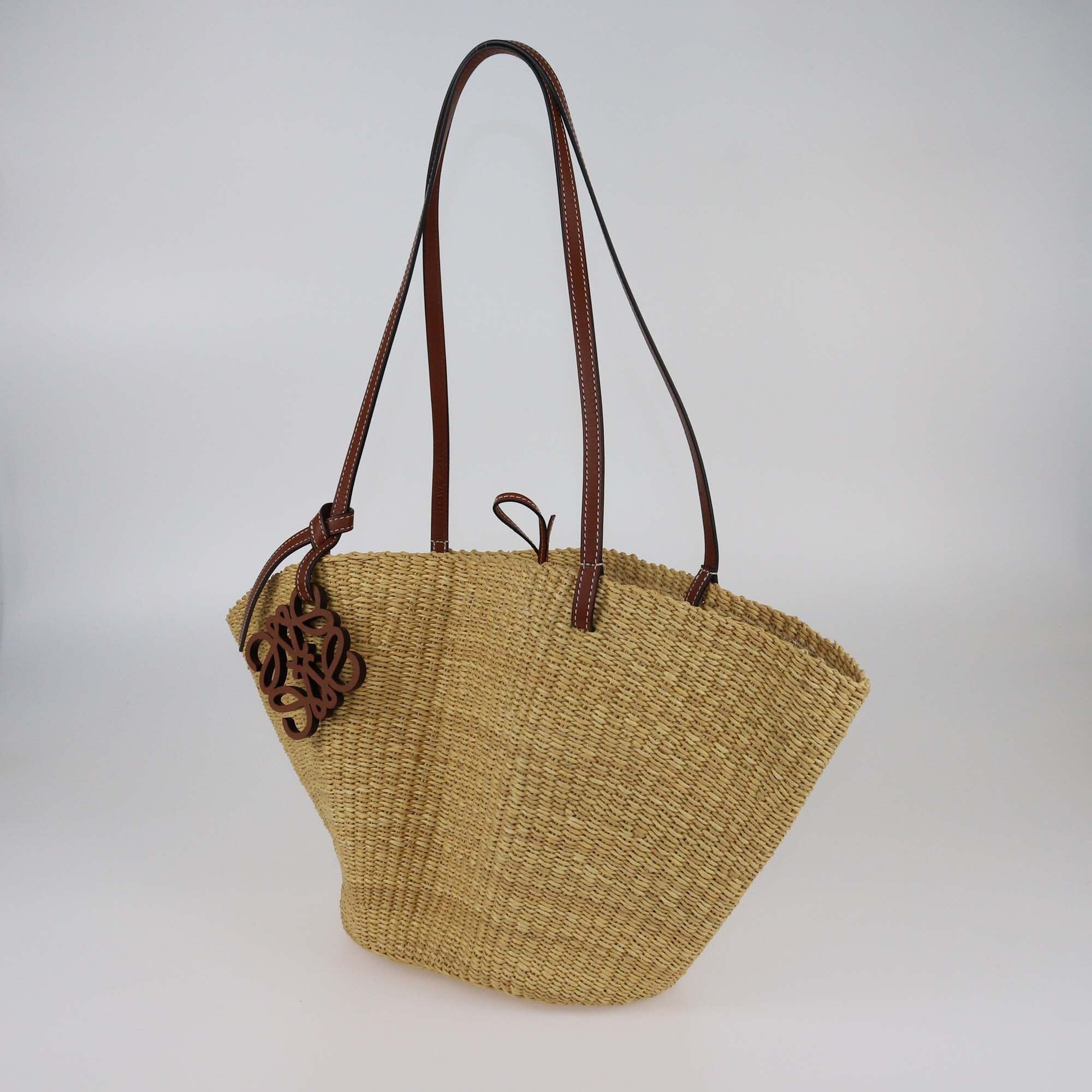 Loewe Brown/Tan Woven Small Shell Basket Bag Womens Loewe