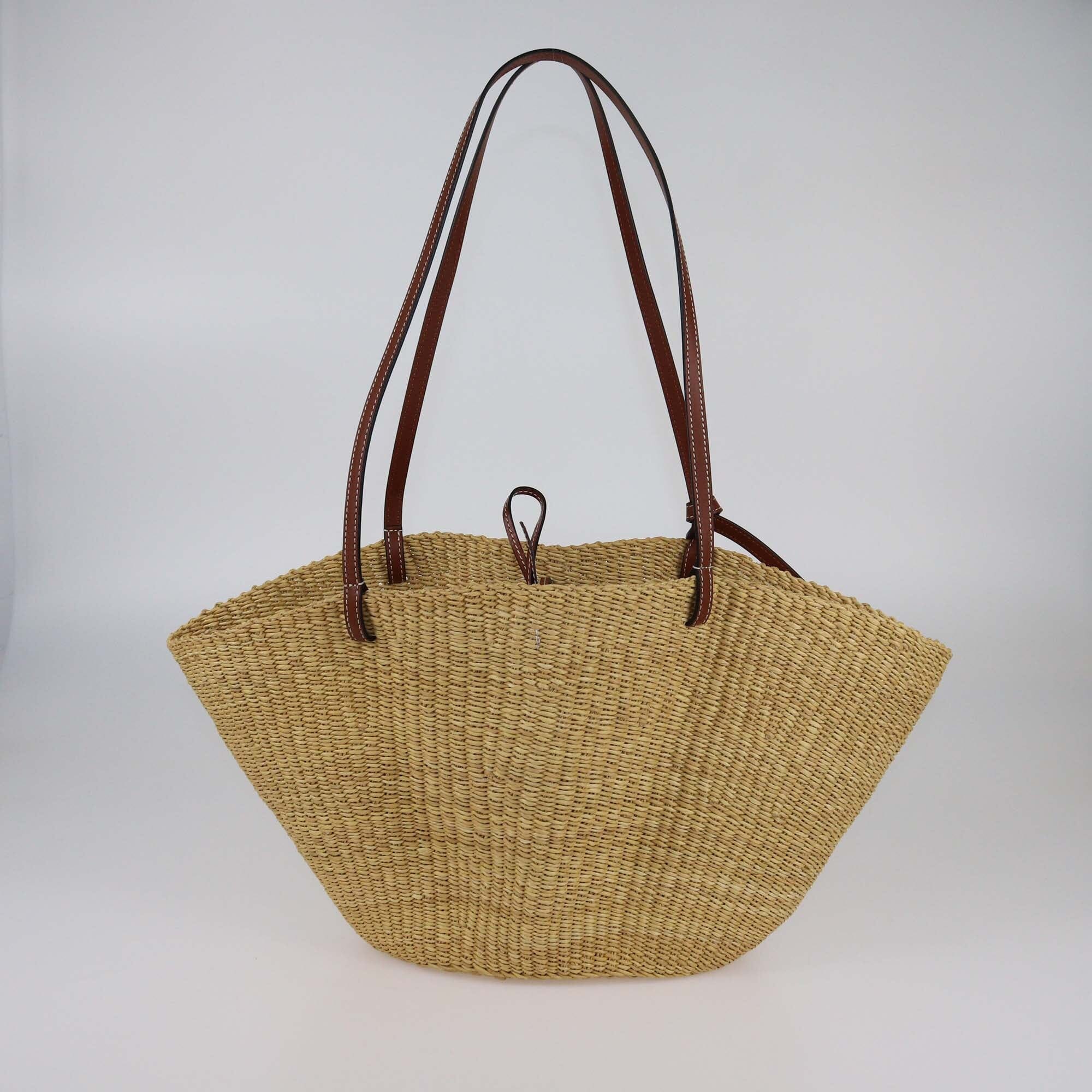 Loewe Brown/Tan Woven Small Shell Basket Bag Womens Loewe