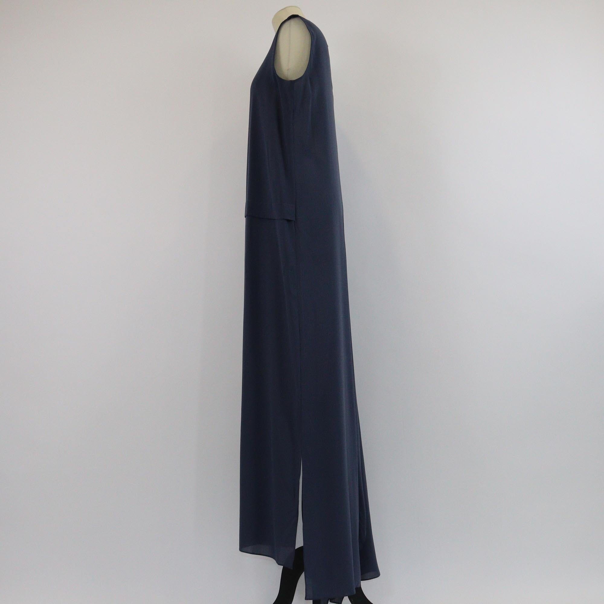 Brunello Cucinelli Dark Blue Sleeveless Pannels Flowy Dress Womens Brunello Cucinelli