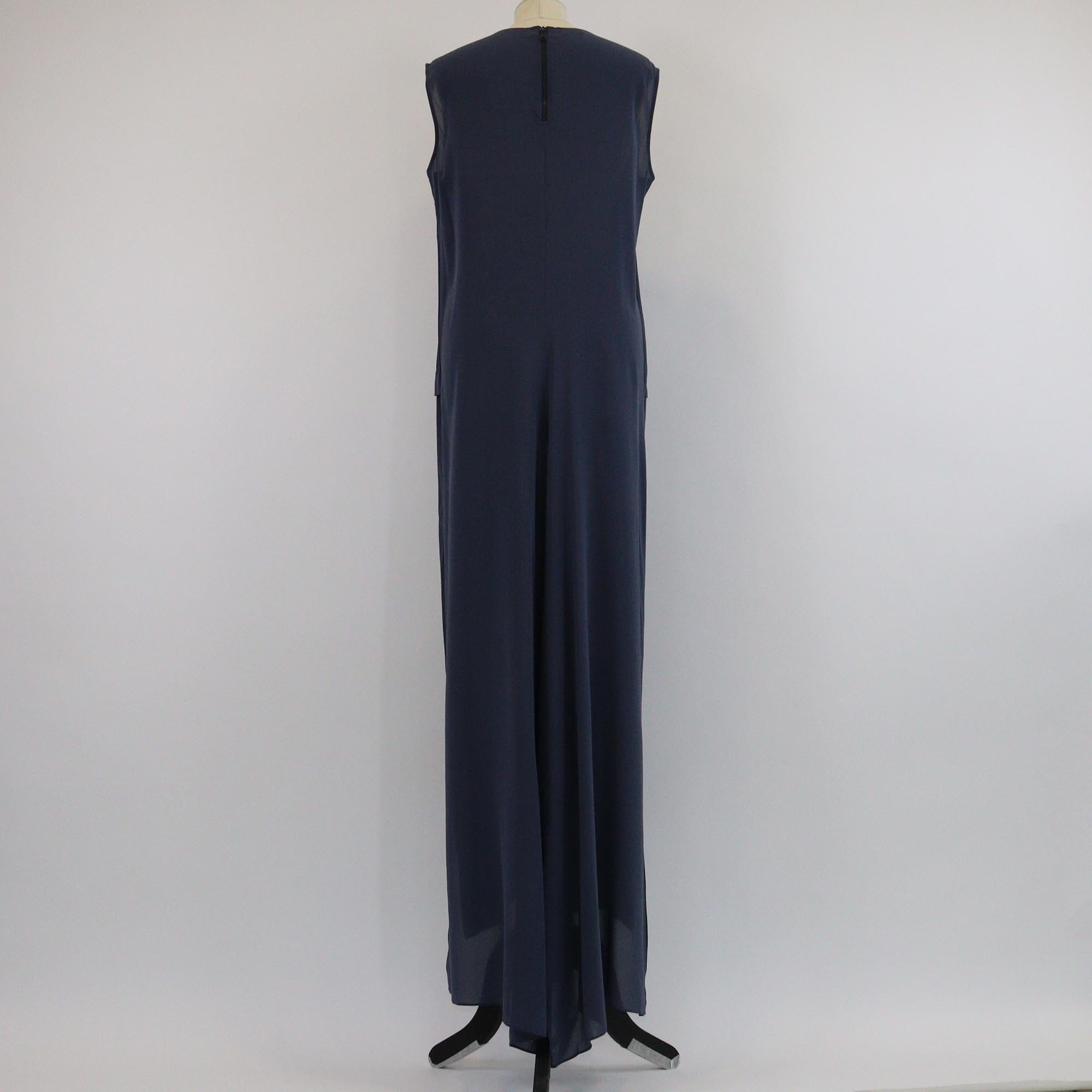 Brunello Cucinelli Dark Blue Sleeveless Pannels Flowy Dress Womens Brunello Cucinelli
