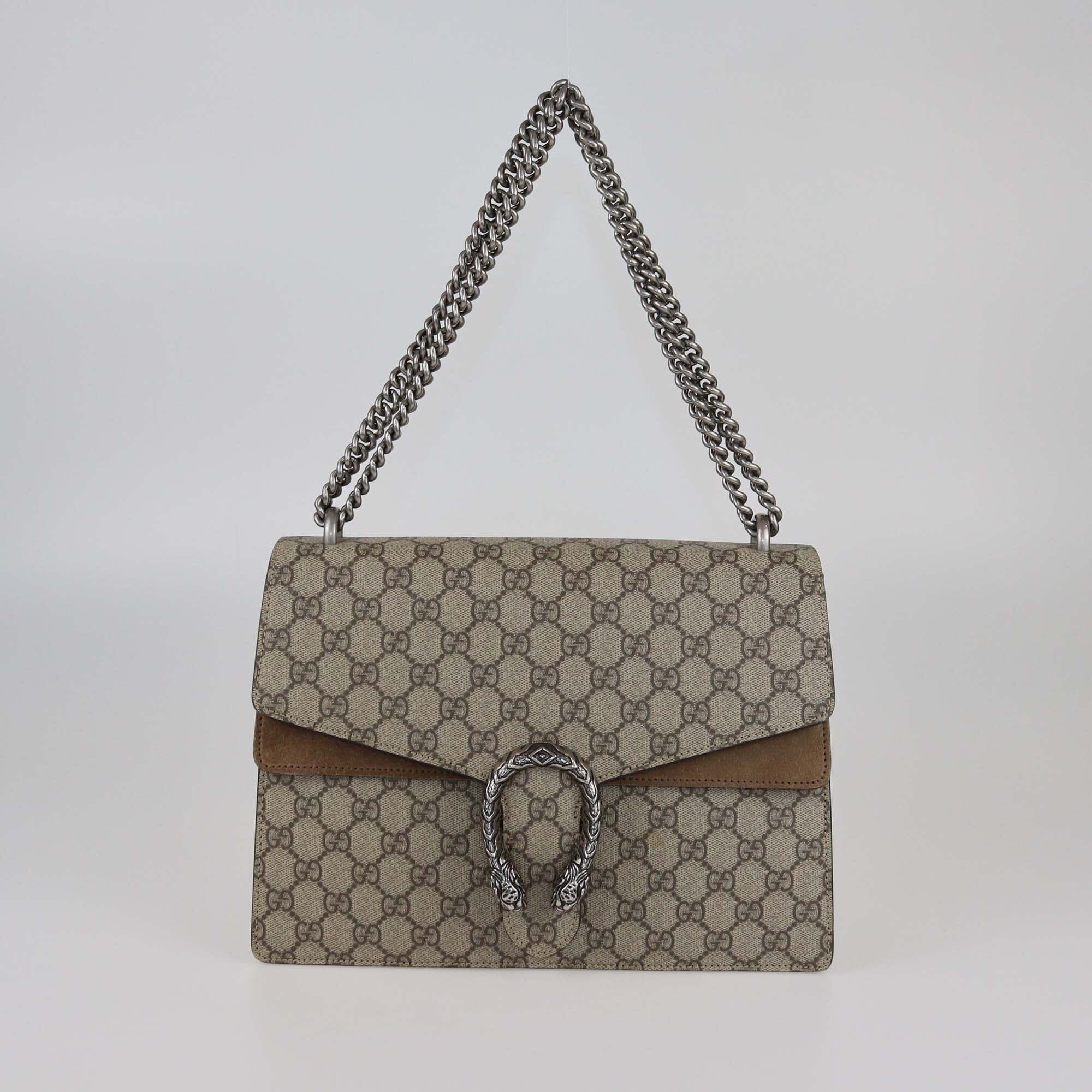 Gucci Beige GG Supreme Medium Dionysus Shoulder Bag Womens Gucci