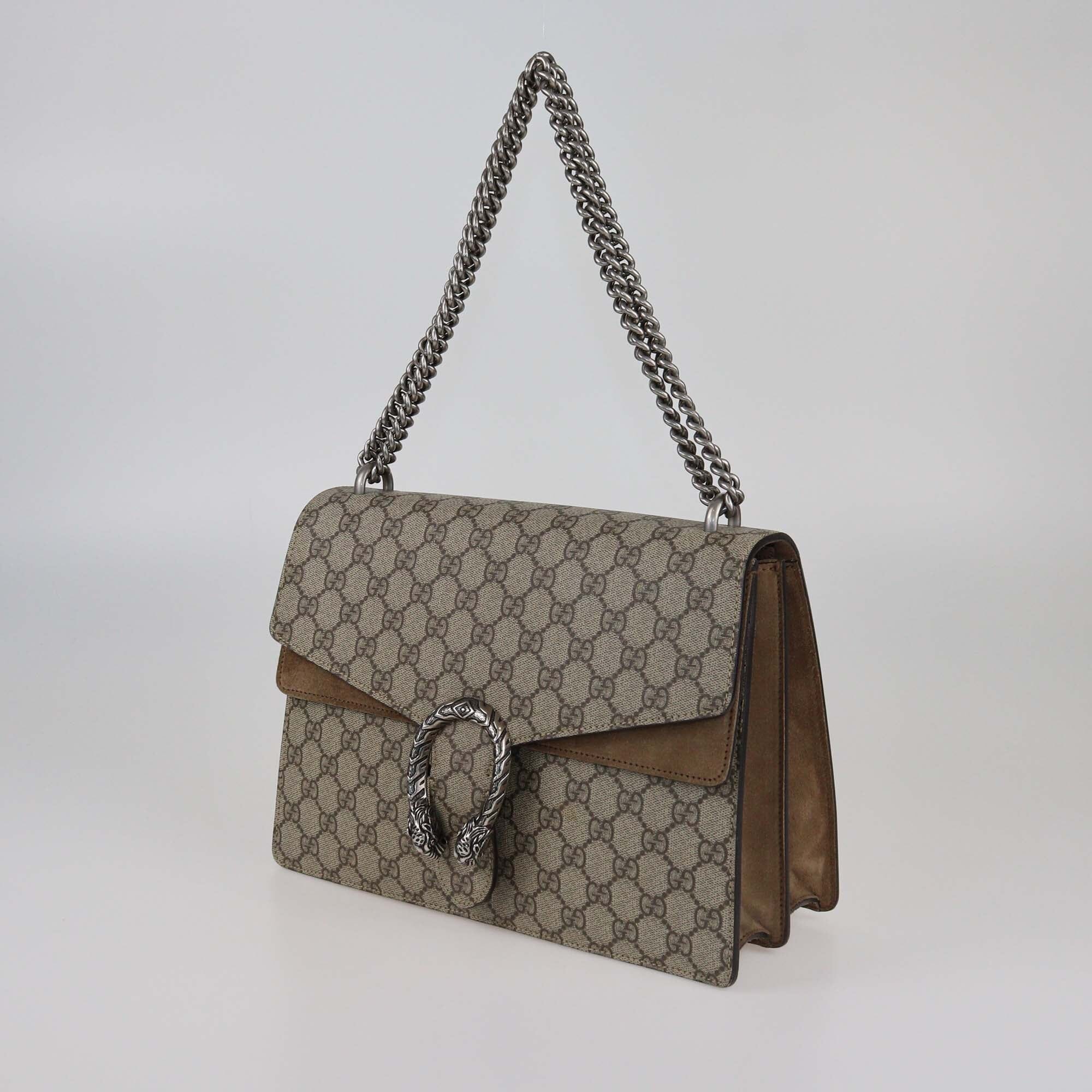 Gucci Beige GG Supreme Medium Dionysus Shoulder Bag Womens Gucci