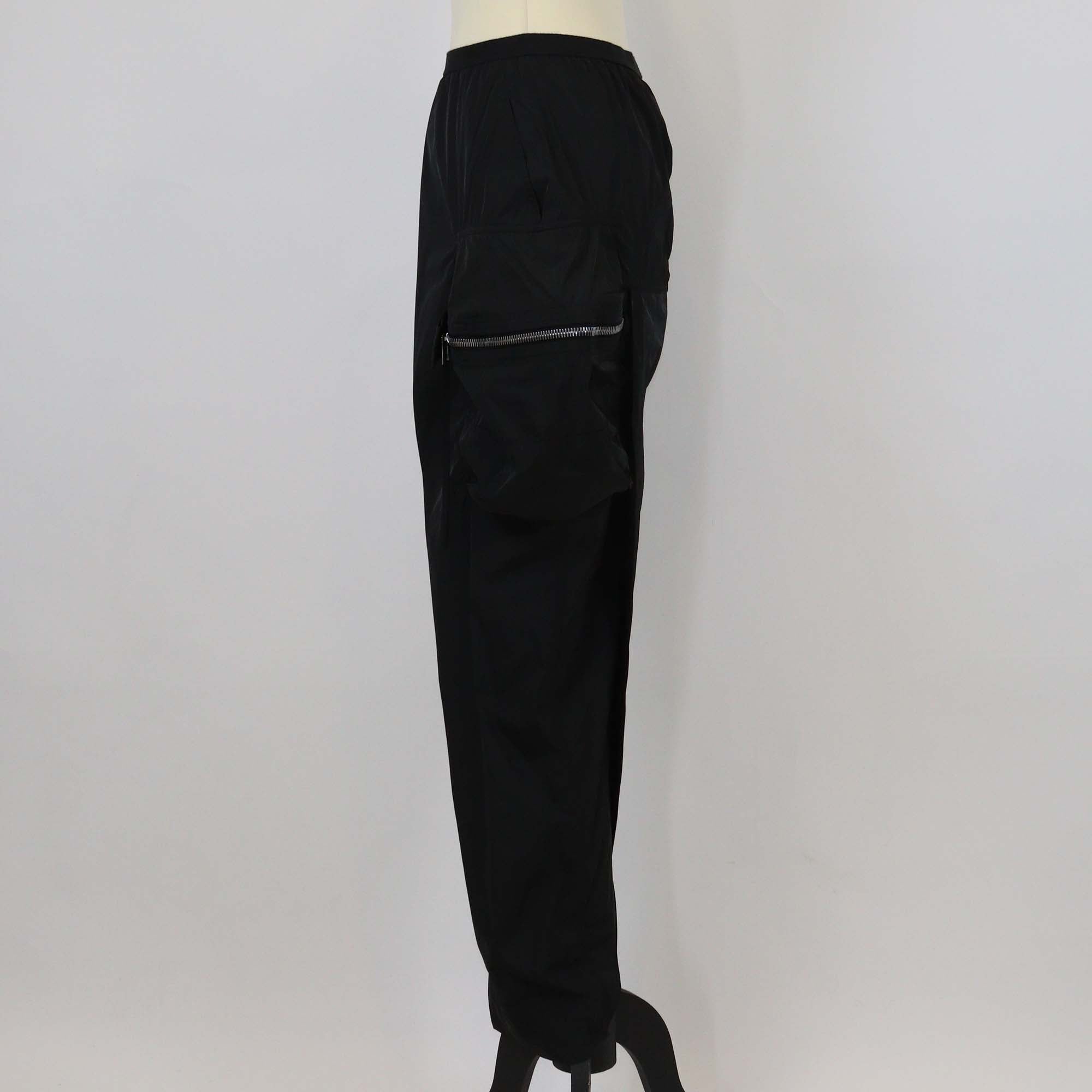 Rick Owens Black Nylon Zip Pocket Front Asymmetric Skirt