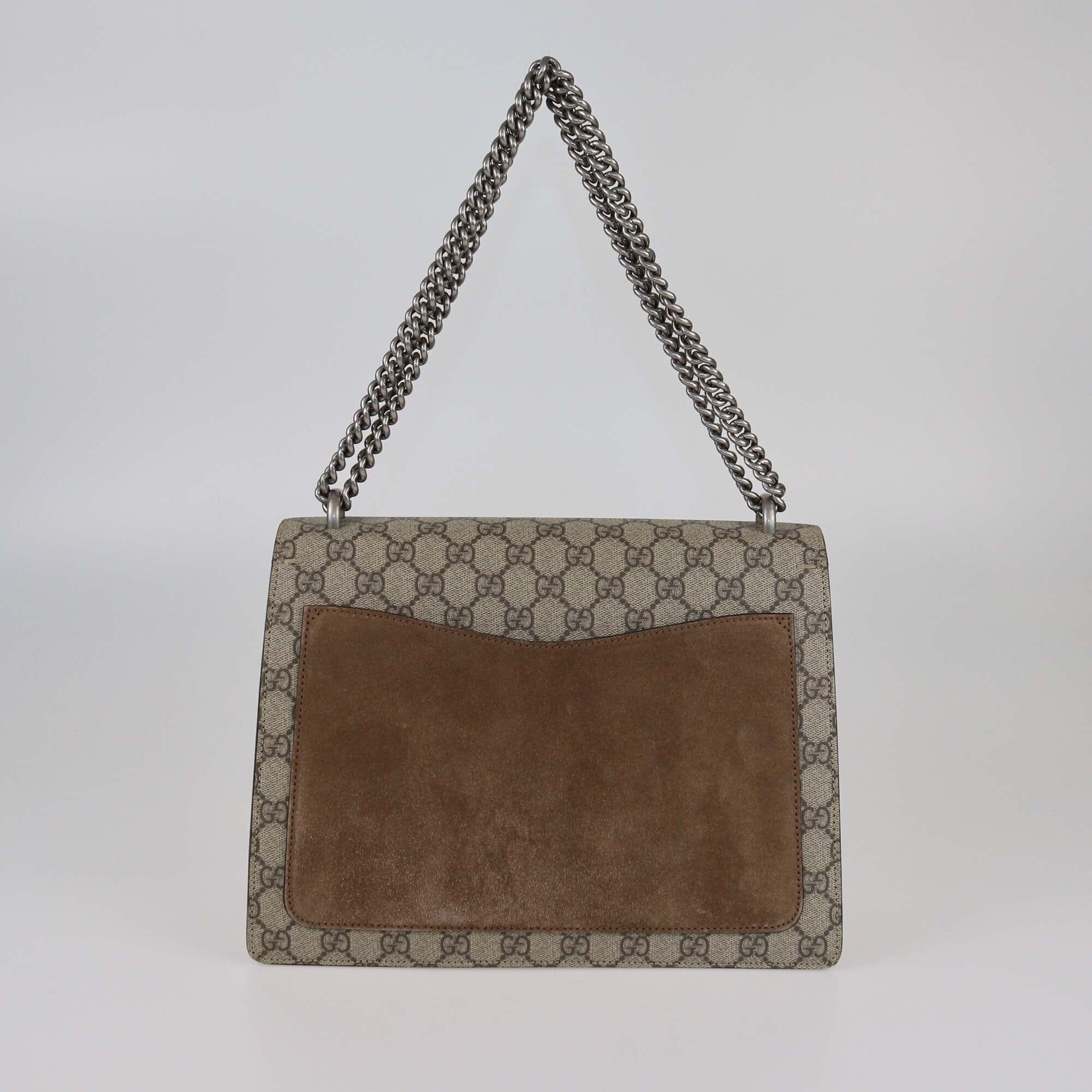 Gucci Beige GG Supreme Medium Dionysus Shoulder Bag Womens Gucci