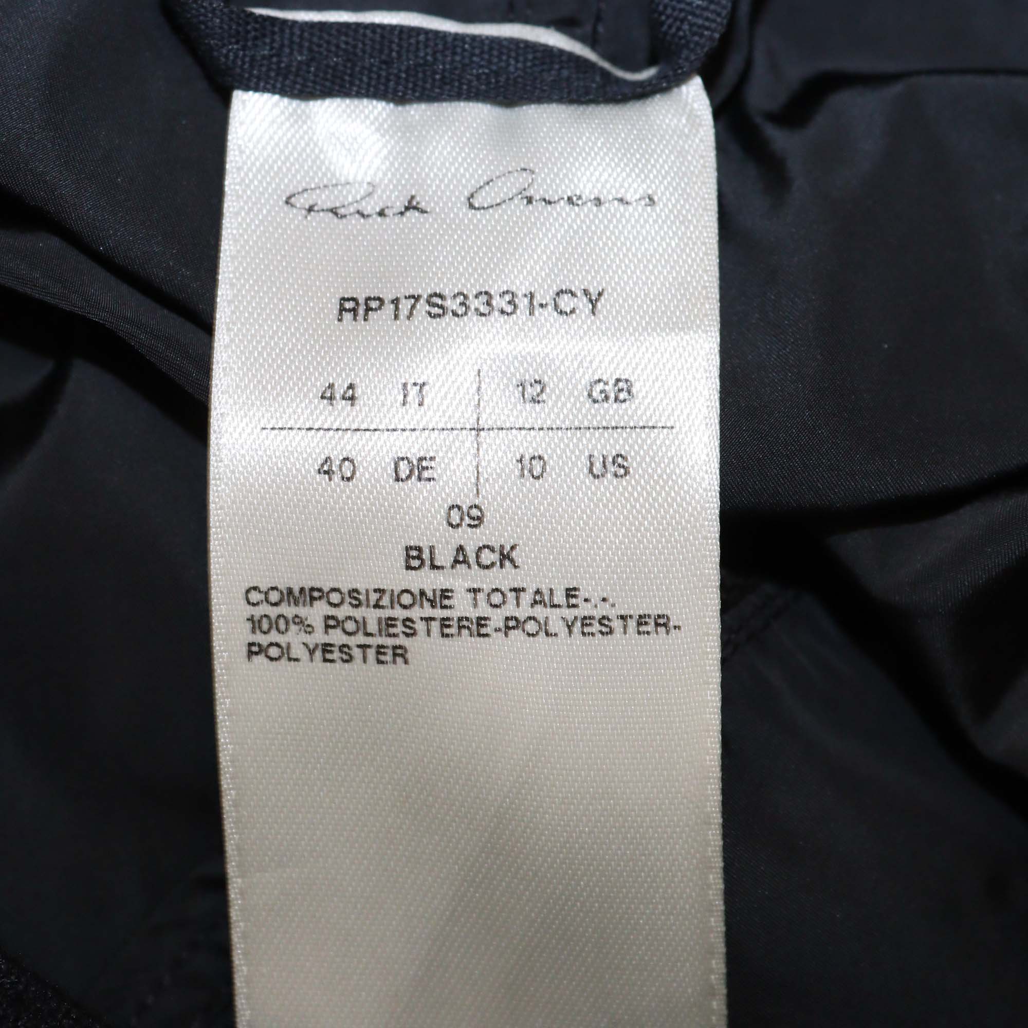 Rick Owens Black Nylon Zip Pocket Front Asymmetric Skirt