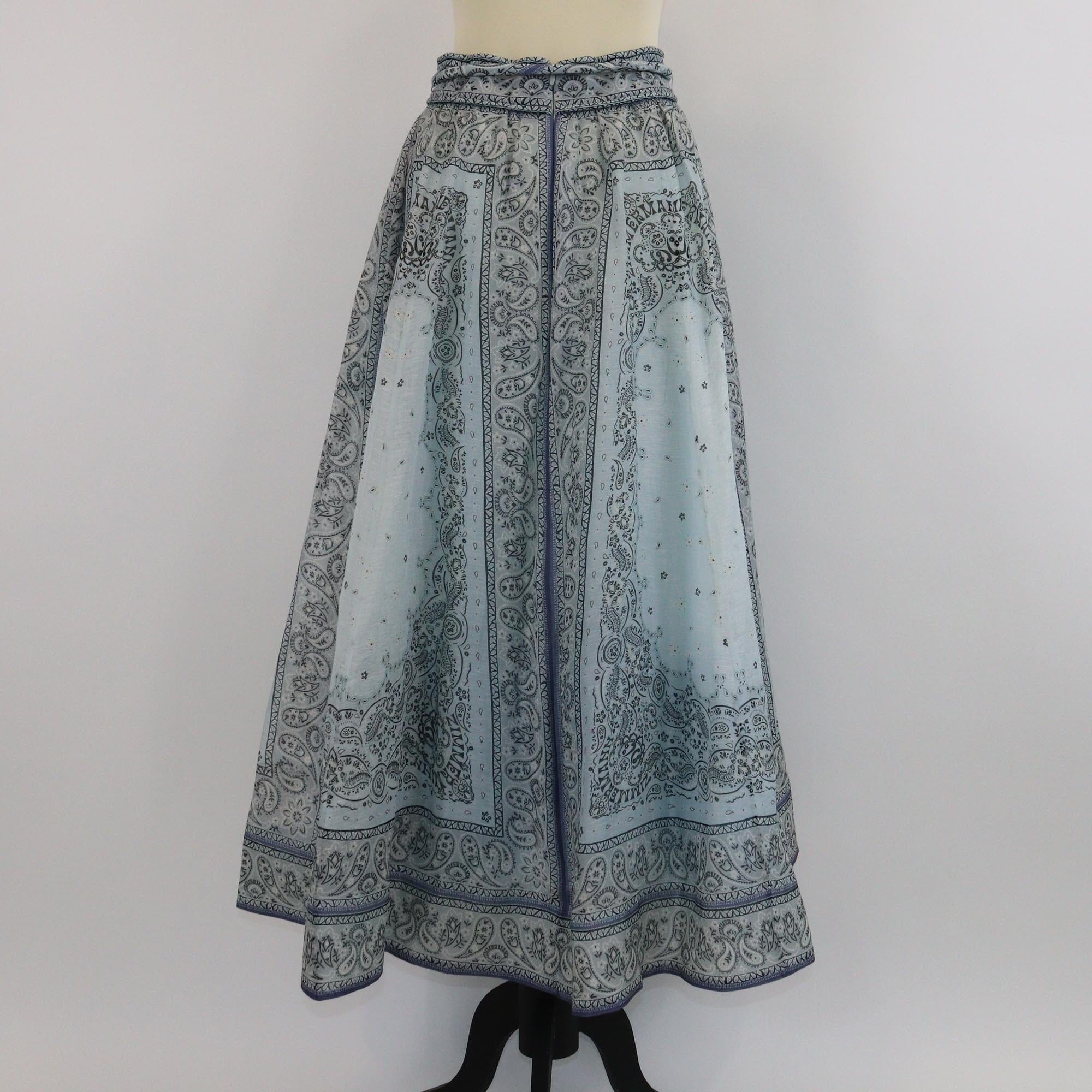 Zimmermann Blue Bandana Print Belted Maxi Skirt Womens Zimmermann
