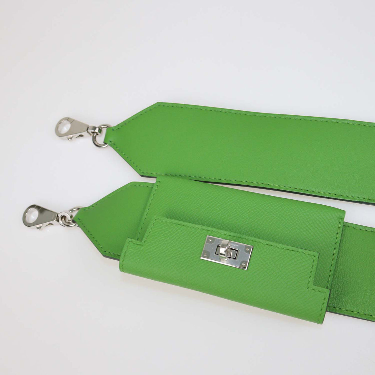 Hermes Vert Yucca Swift and Epsom Leather Kelly Pocket Bag Strap