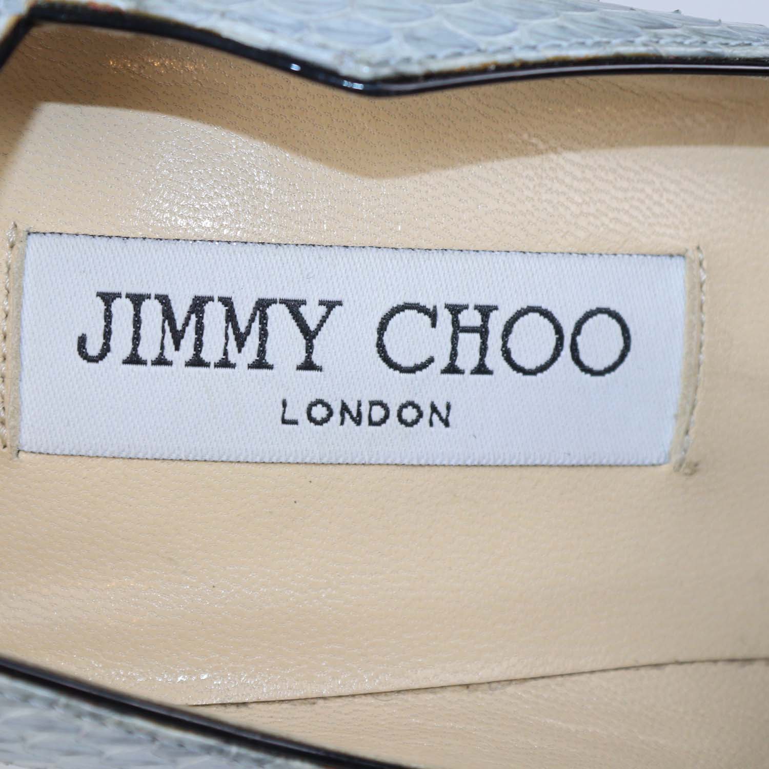 Jimmy Choo Grey Snakeskin Leather Pointed Toe Pumps