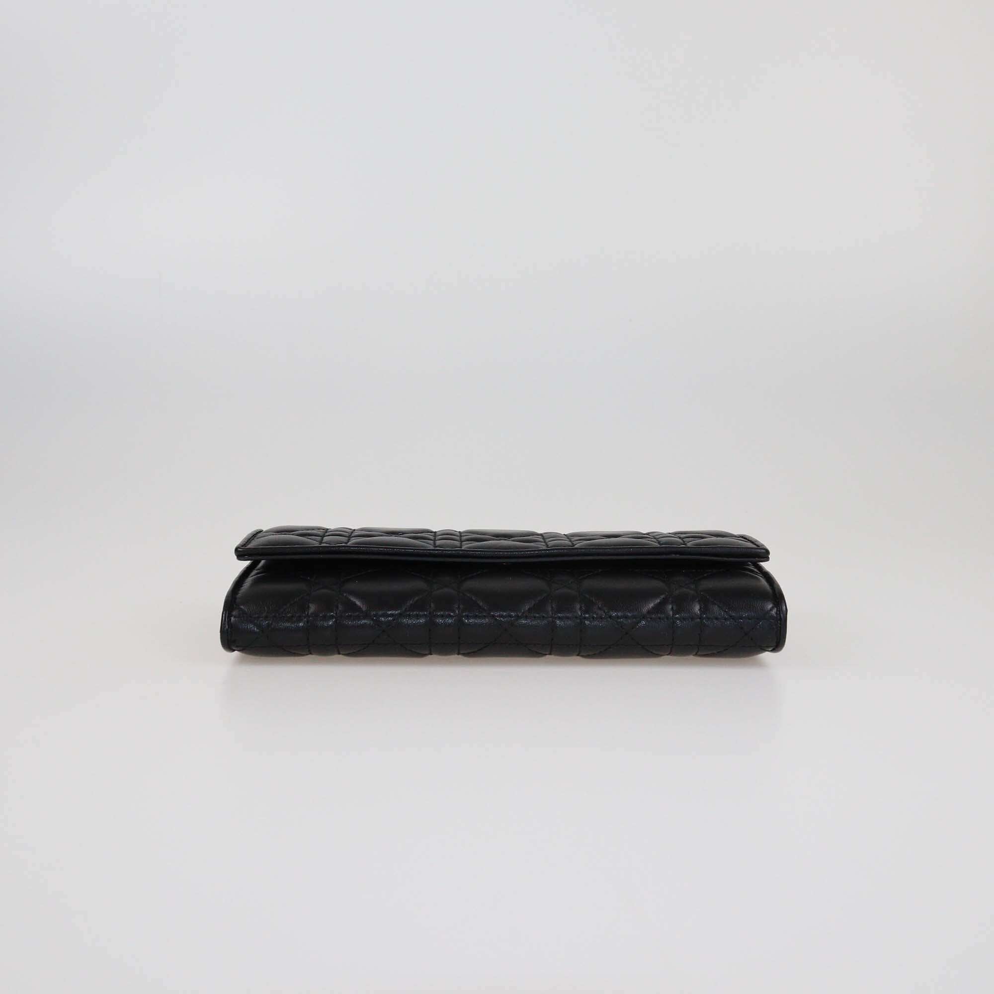 Christian Dior Black Cannage Rendezvous Lady Dior Wallet on Chain Womens Christian Dior
