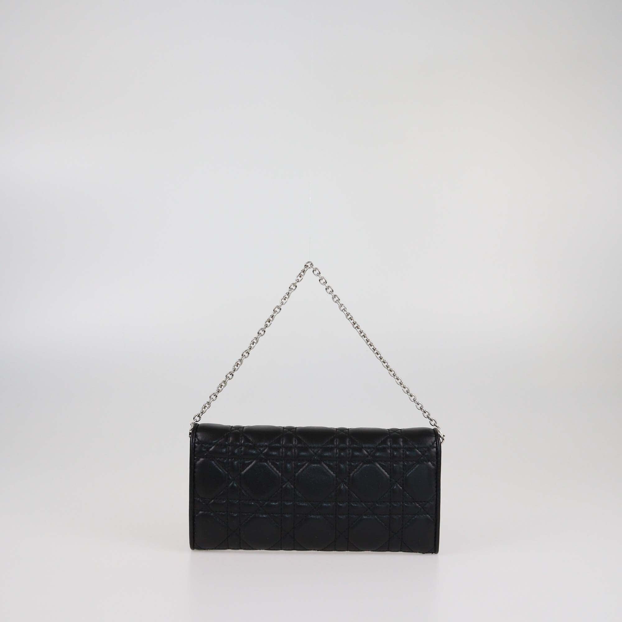 Christian Dior Black Cannage Rendezvous Lady Dior Wallet on Chain Womens Christian Dior